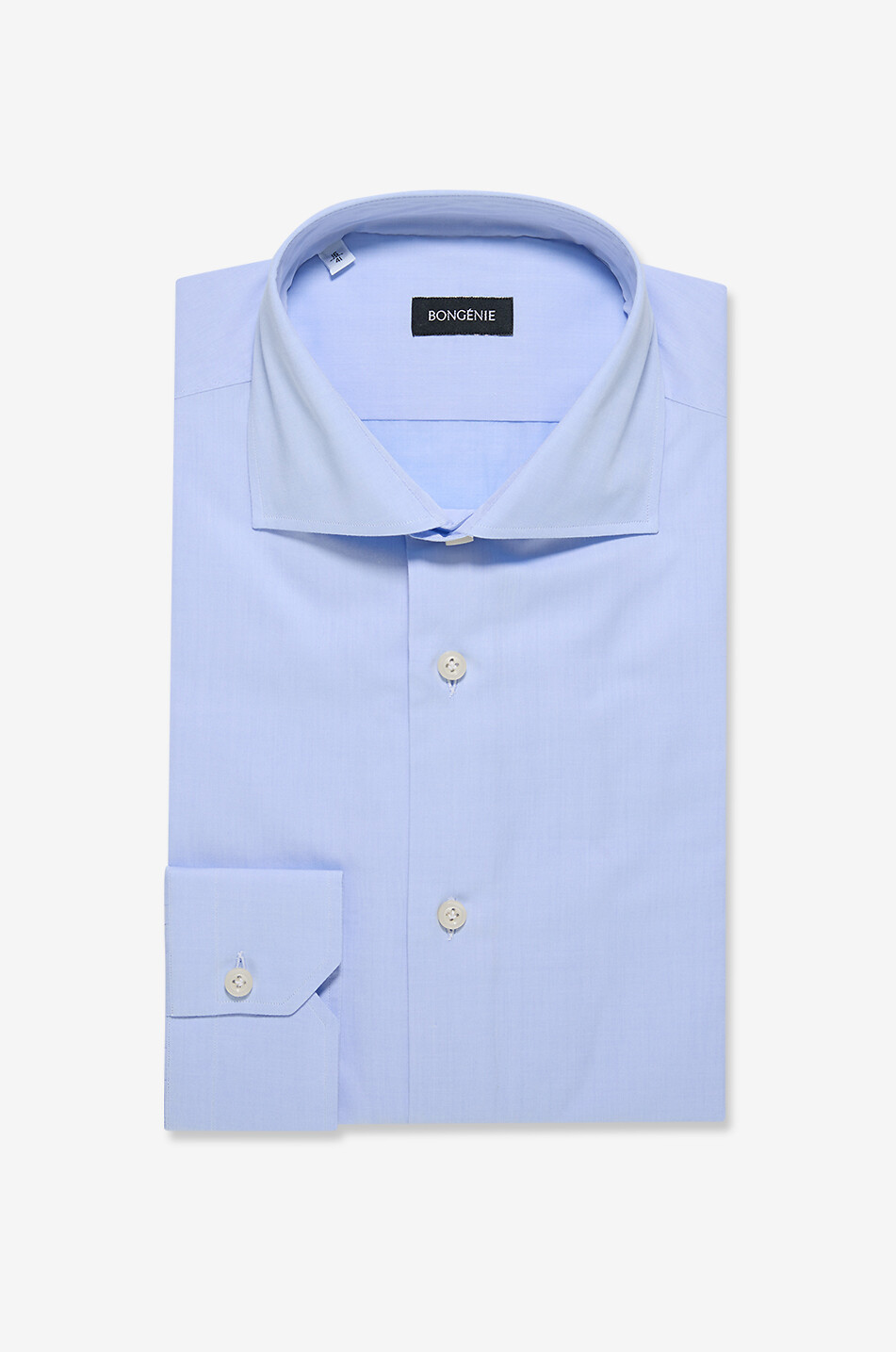 Monochrome poplin long-sleeve shirt with Italian collar