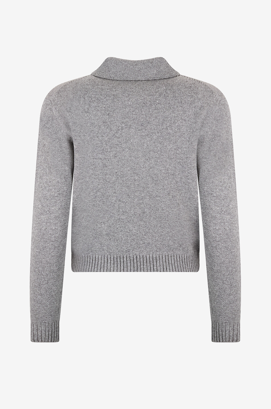 GIVENCHY Logo embroidered long-sleeves wool and cashmere knit polo shirt Women LIGHT GREY 2
