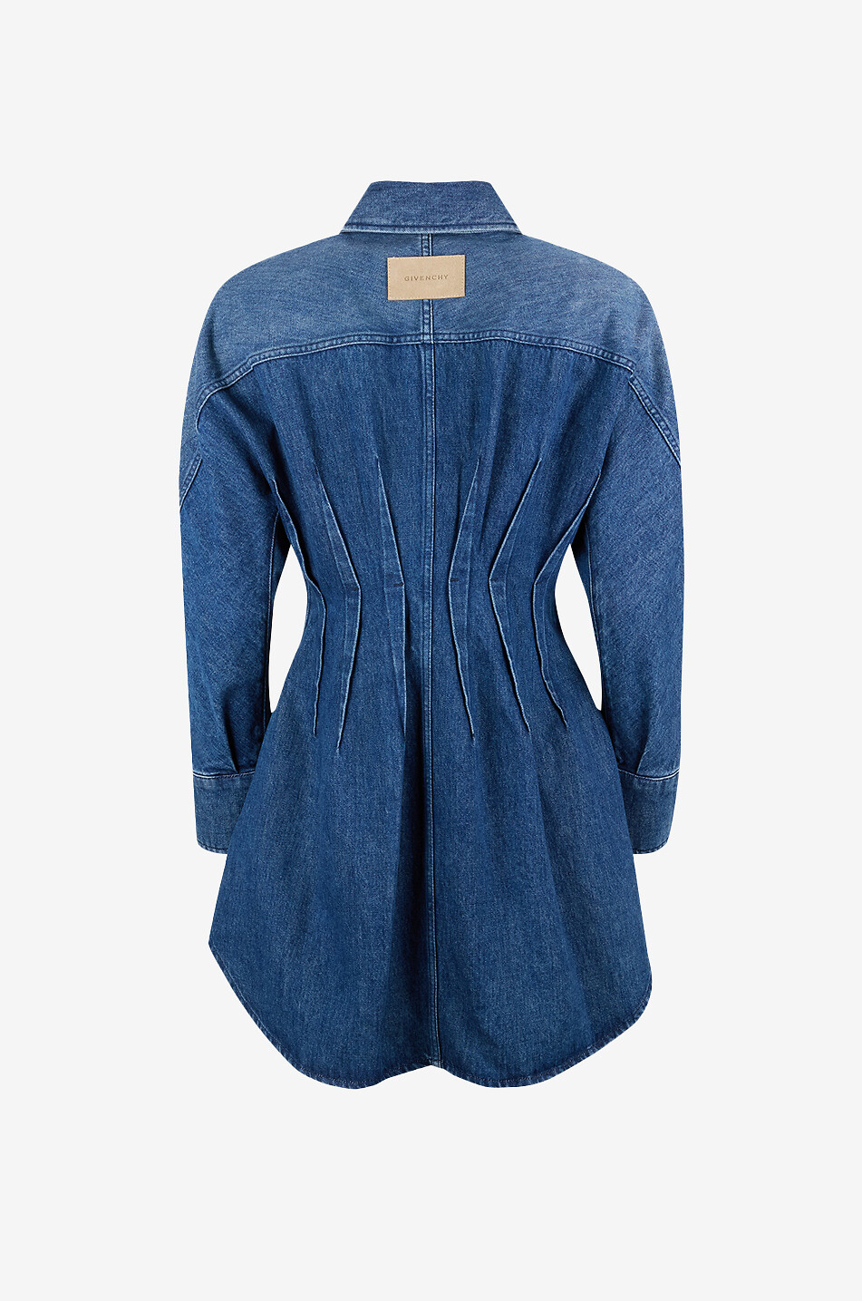 GIVENCHY Waist-dart mini shirt dress in denim Women BLUE 2