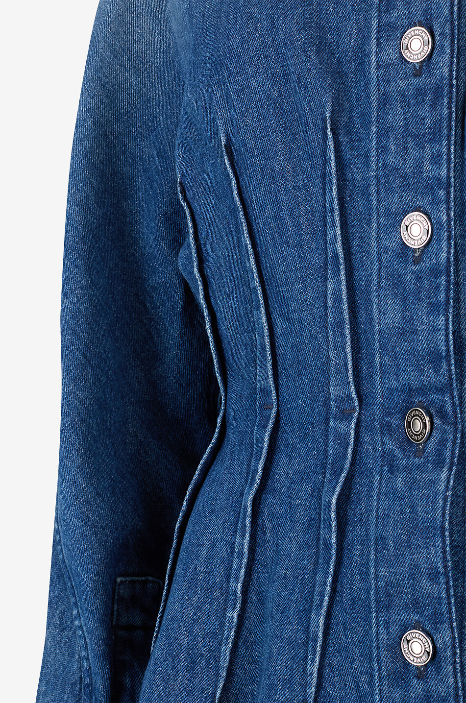 GIVENCHY Waist-dart mini shirt dress in denim Women BLUE 3