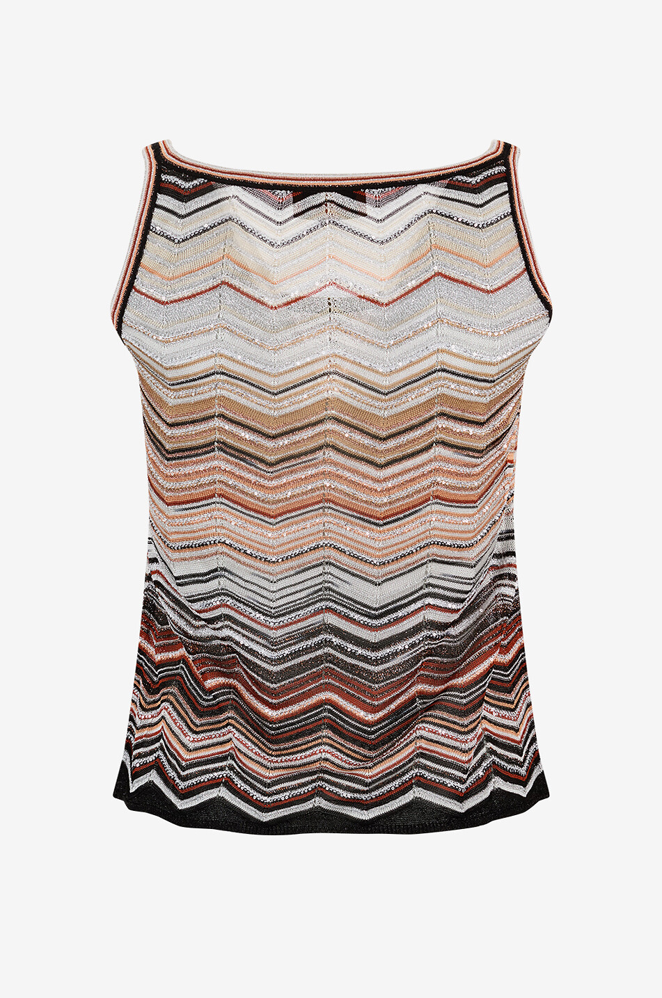 MISSONI Top à col rond sans manches en lurex chevrons Femme ROUGE 2