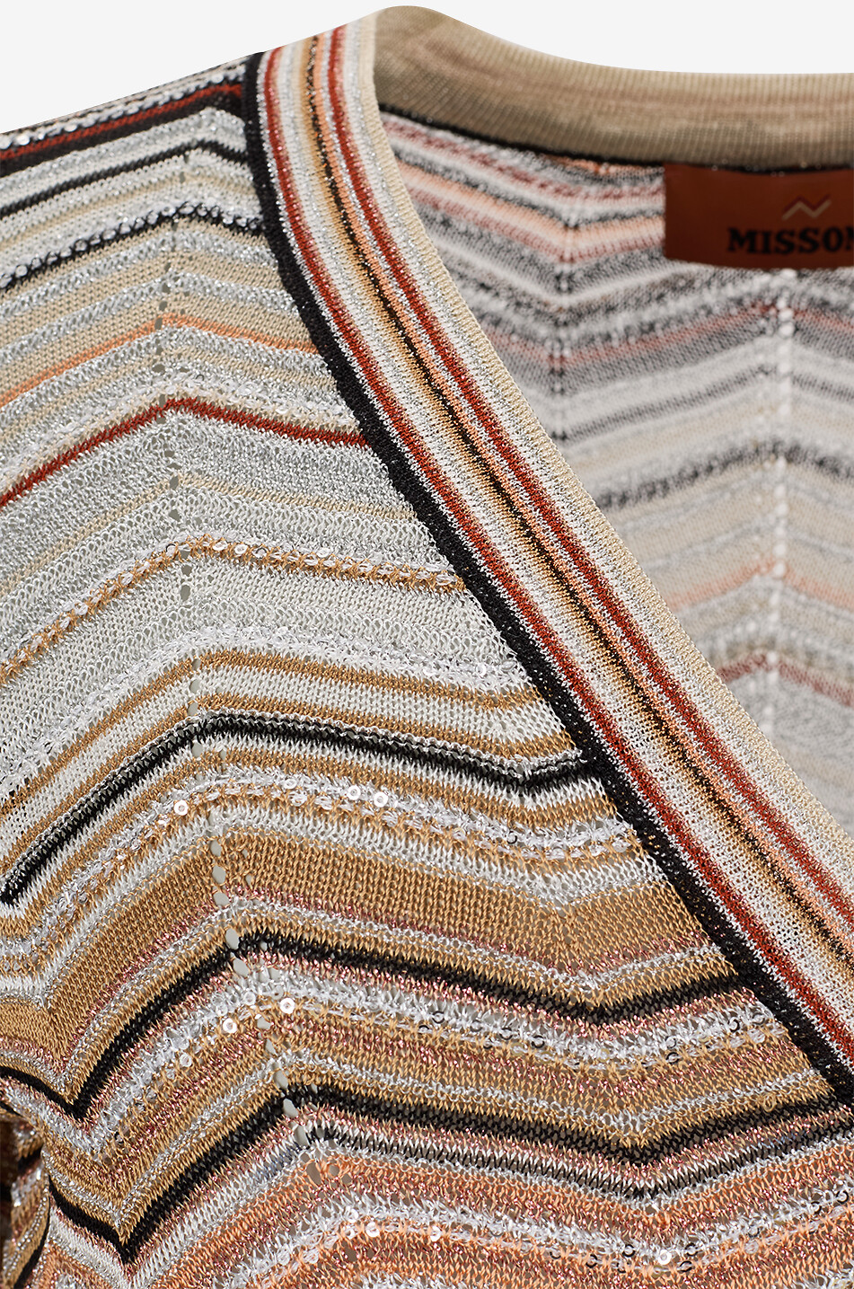 MISSONI Cardigan à col V en lurex à chevrons Femme ROUGE 3