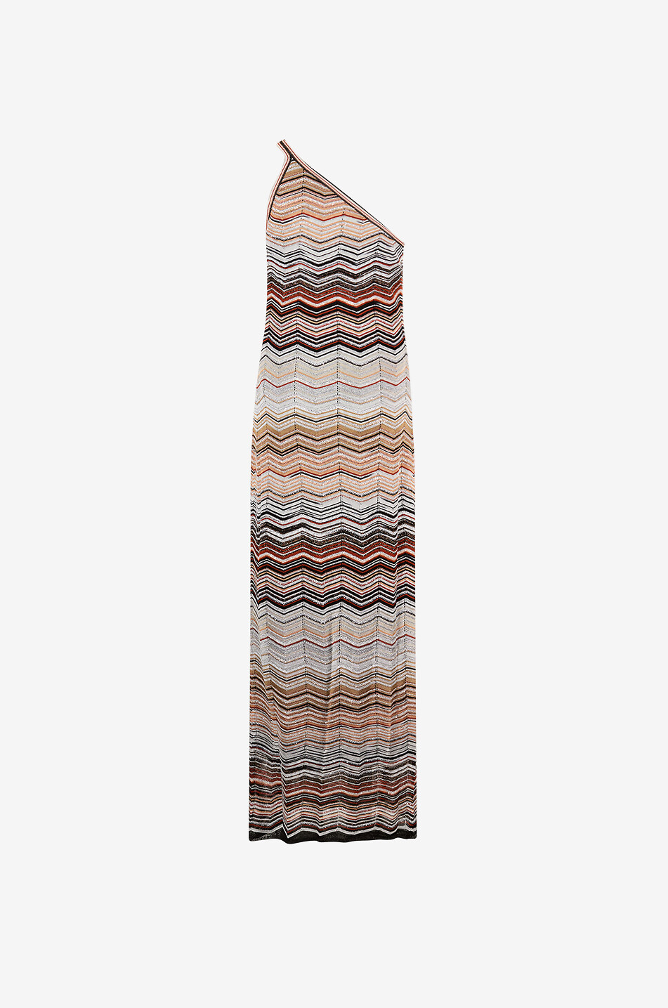 MISSONI Long one-shoulder herringbone knit dress Women RED 2