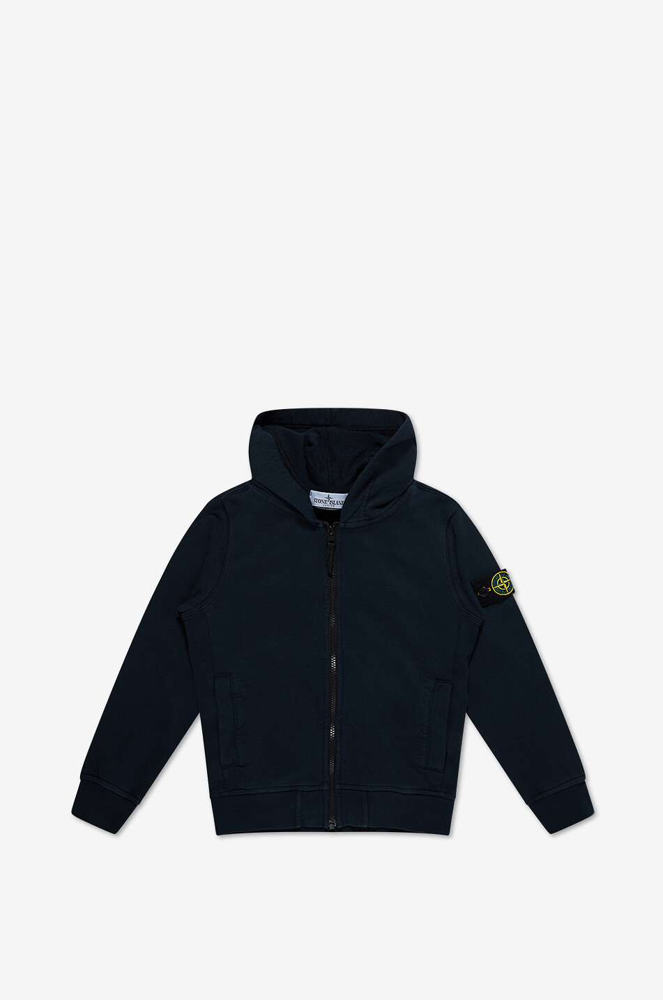 STONE ISLAND JUNIOR Sweat-shirt zippé à capuche garçon 6100004 Organic Cotton Fleece Garçon BLEU FONCE 1