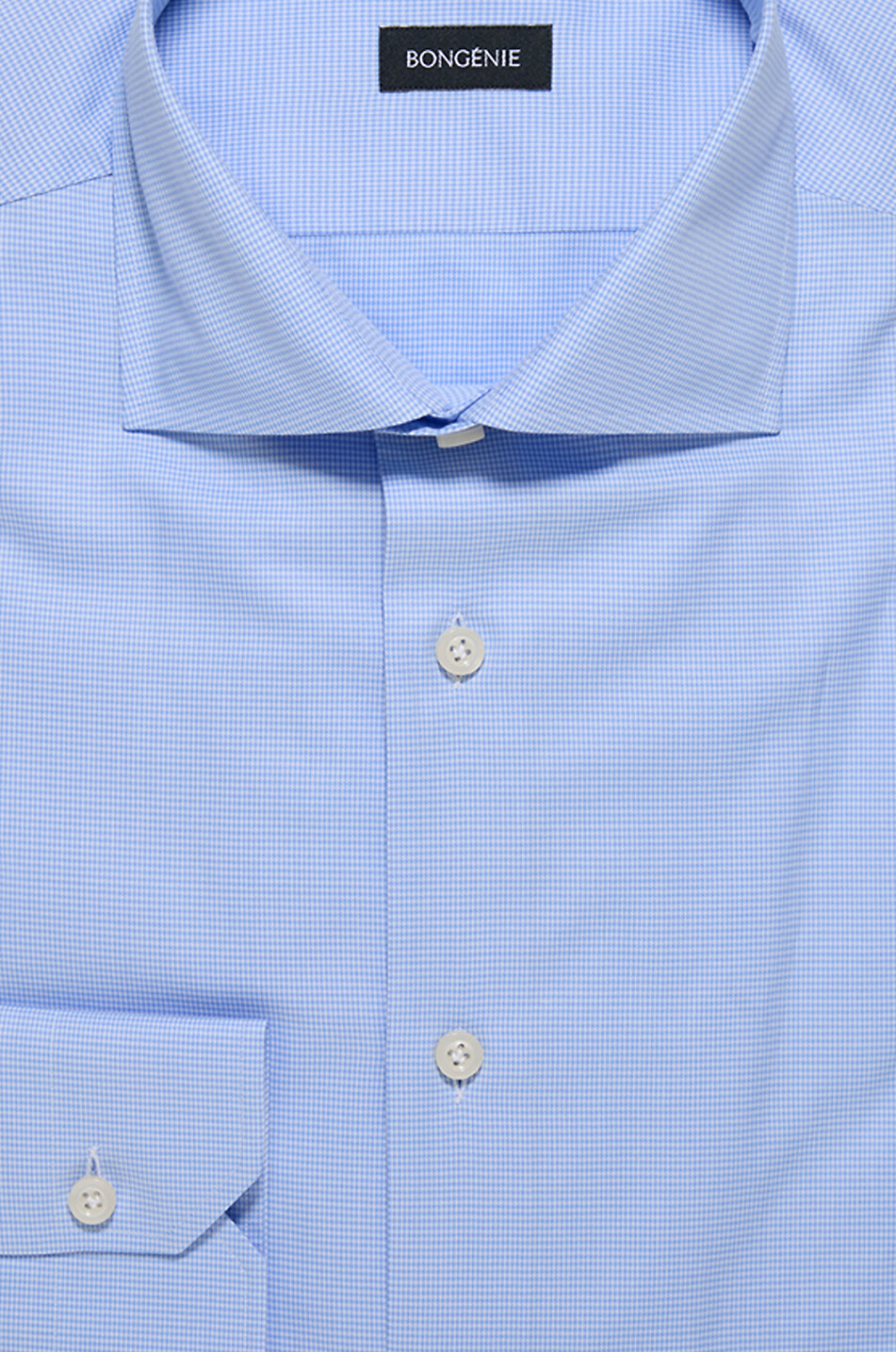 BONGENIE Gingham check Italian collar poplin shirt Men LIGHT BLUE 2