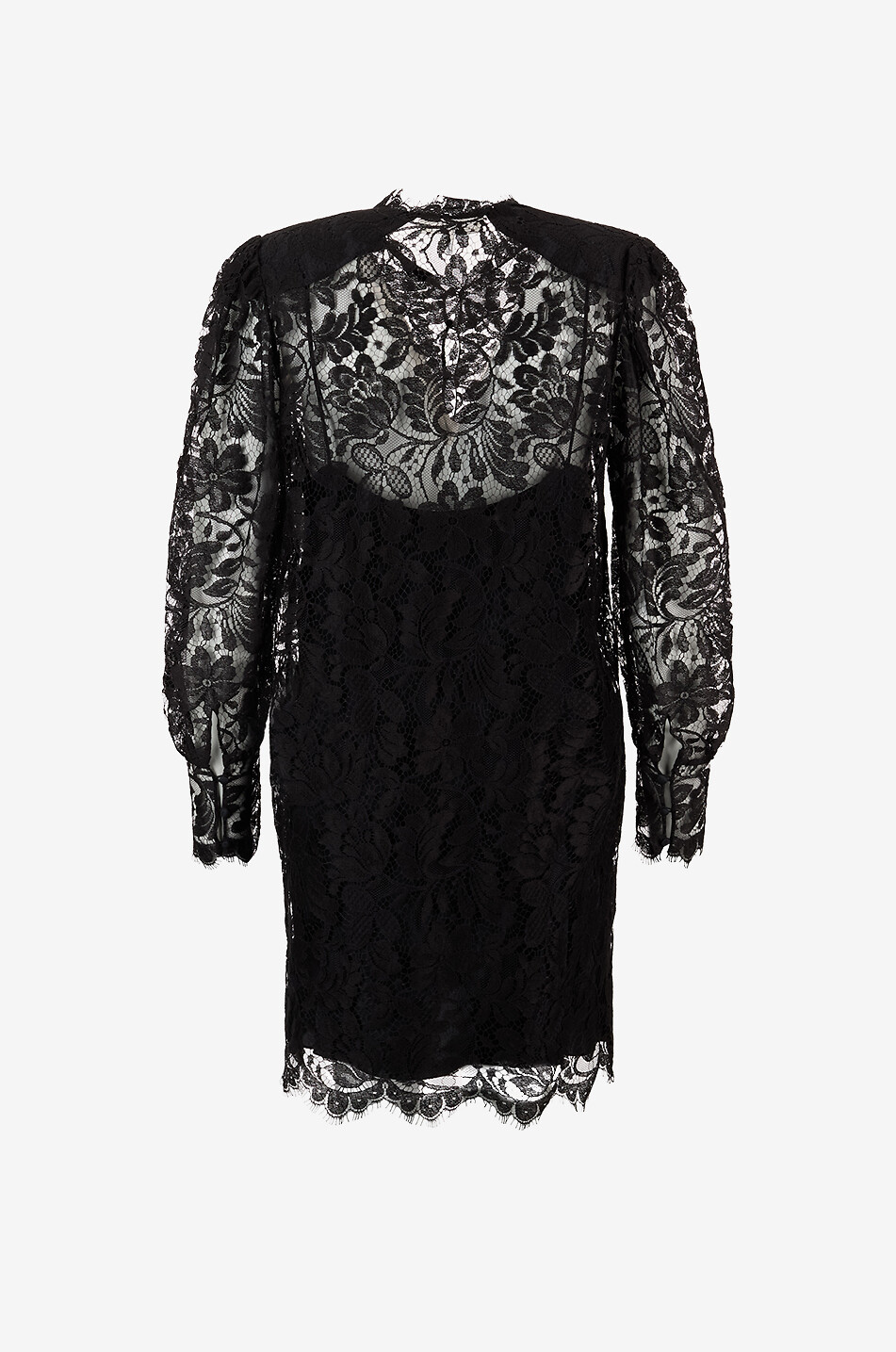 CHLOE Floral lace long-sleeved mini dress Women BLACK 2