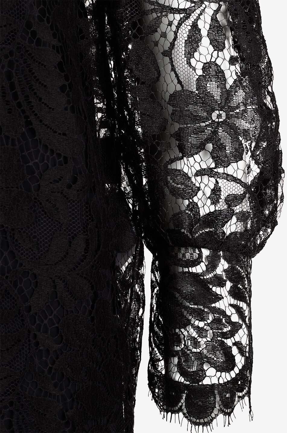 CHLOE Floral lace long-sleeved mini dress Women BLACK 3