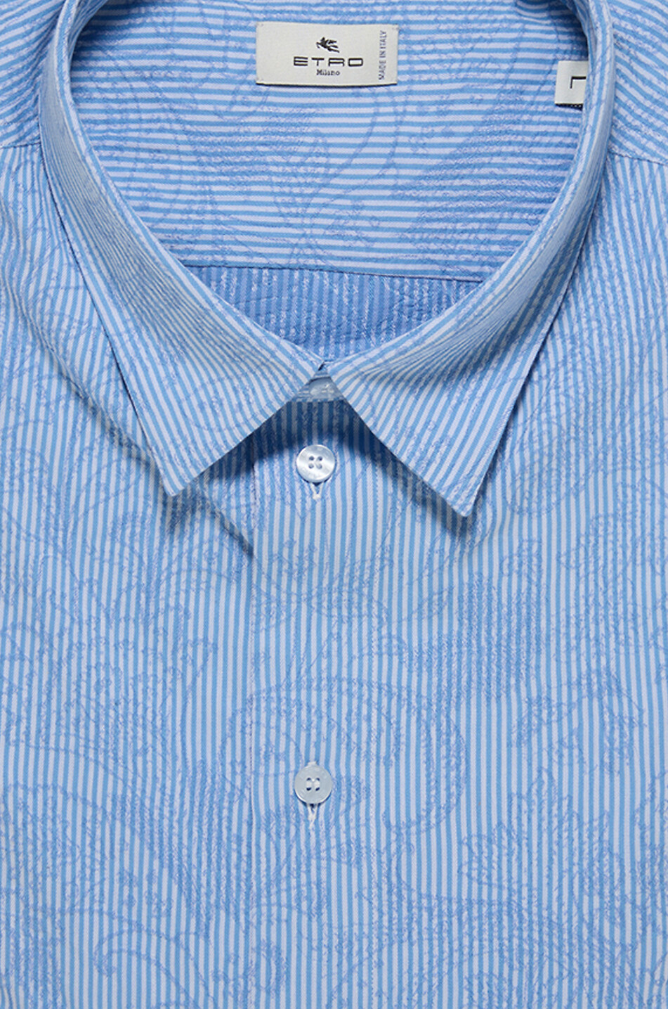ETRO Gestreiftes Kurzarm-Hemd mit Paisley-Stickerei Herren HELLBLAU 2
