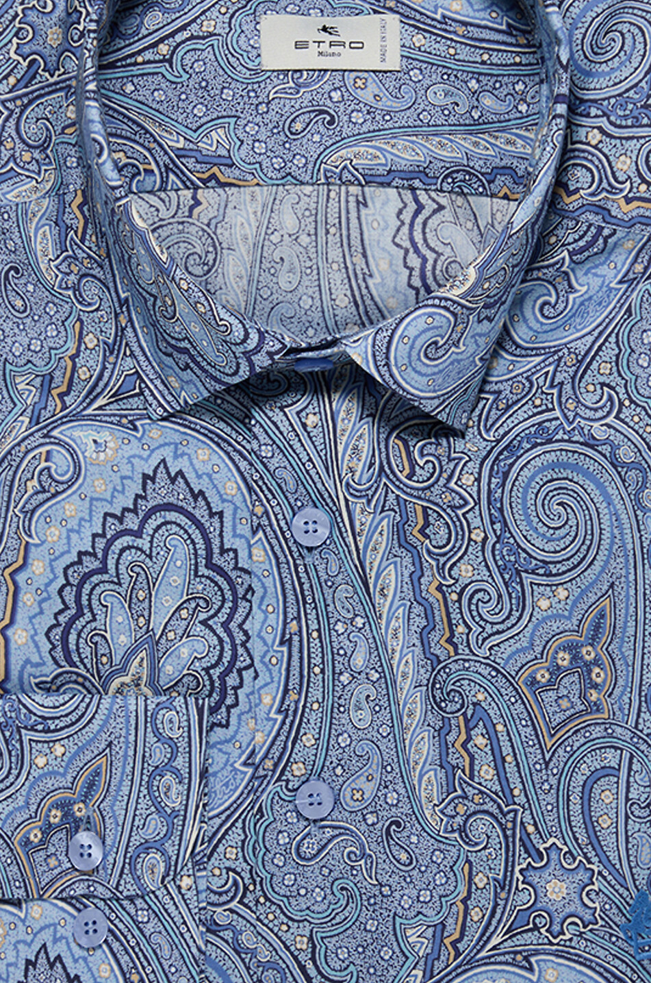 ETRO Chemise en lin à imprimé Paisley Roma Homme BLEU MOYEN 2