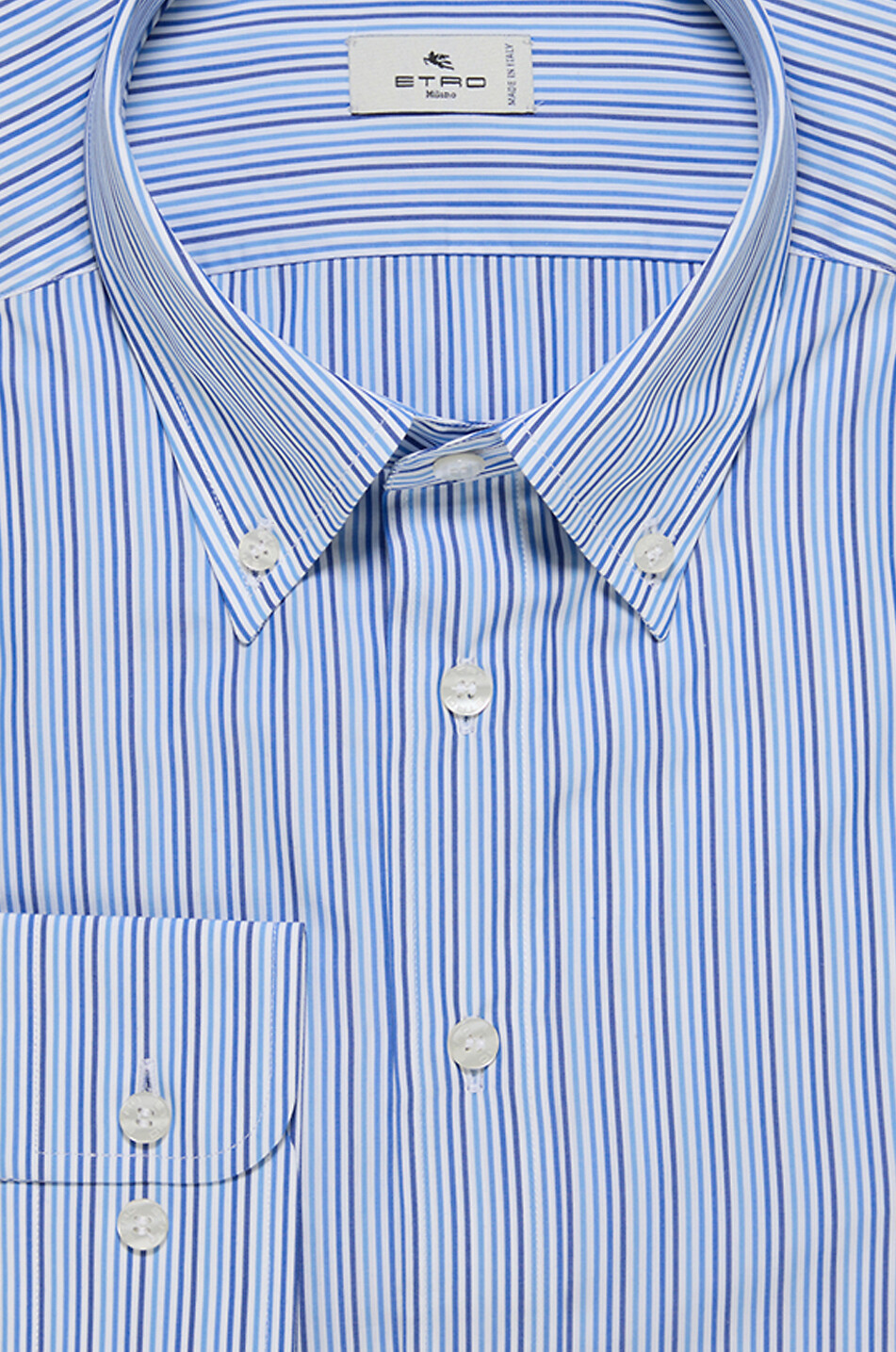 ETRO Chemise à col américain rayée en coton Roma Homme BLEU MOYEN 2