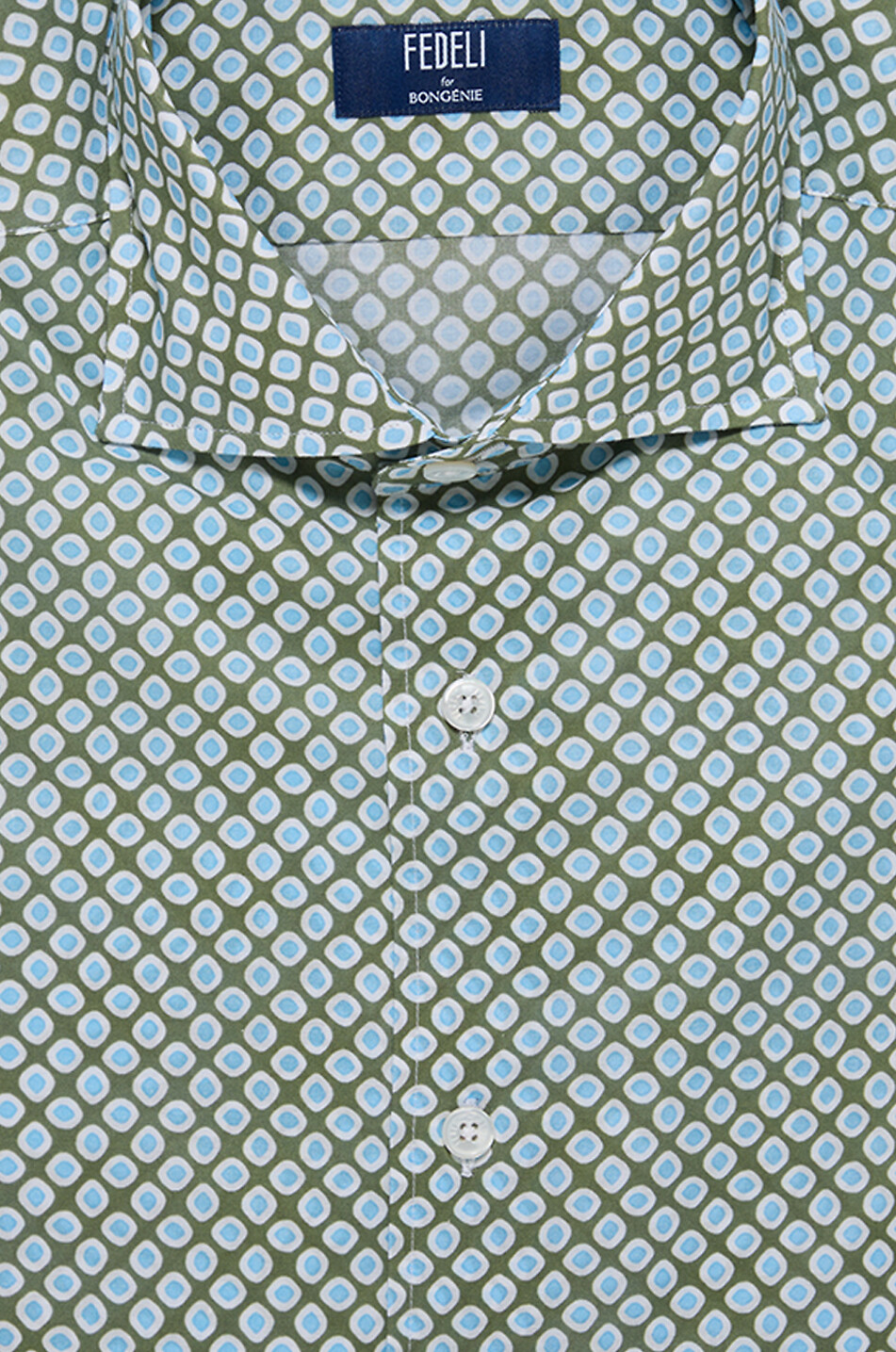 FEDELI Bedrucktes Hemd mit italienischem Kragen aus Baumwolle Sean Herren DUNKELGRÜN 2
