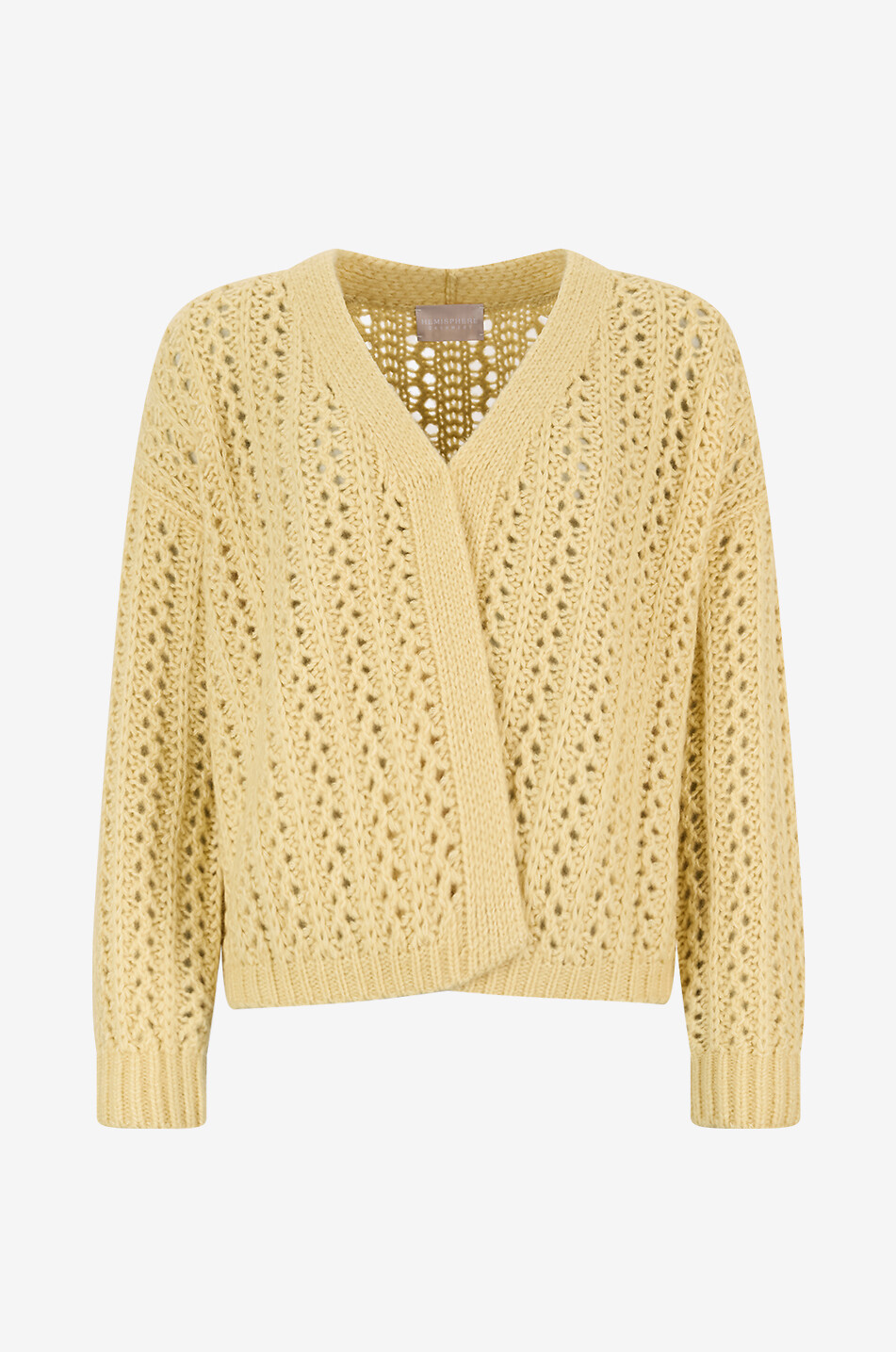 Cardigan ajouré box à col V en cachemire mélangé