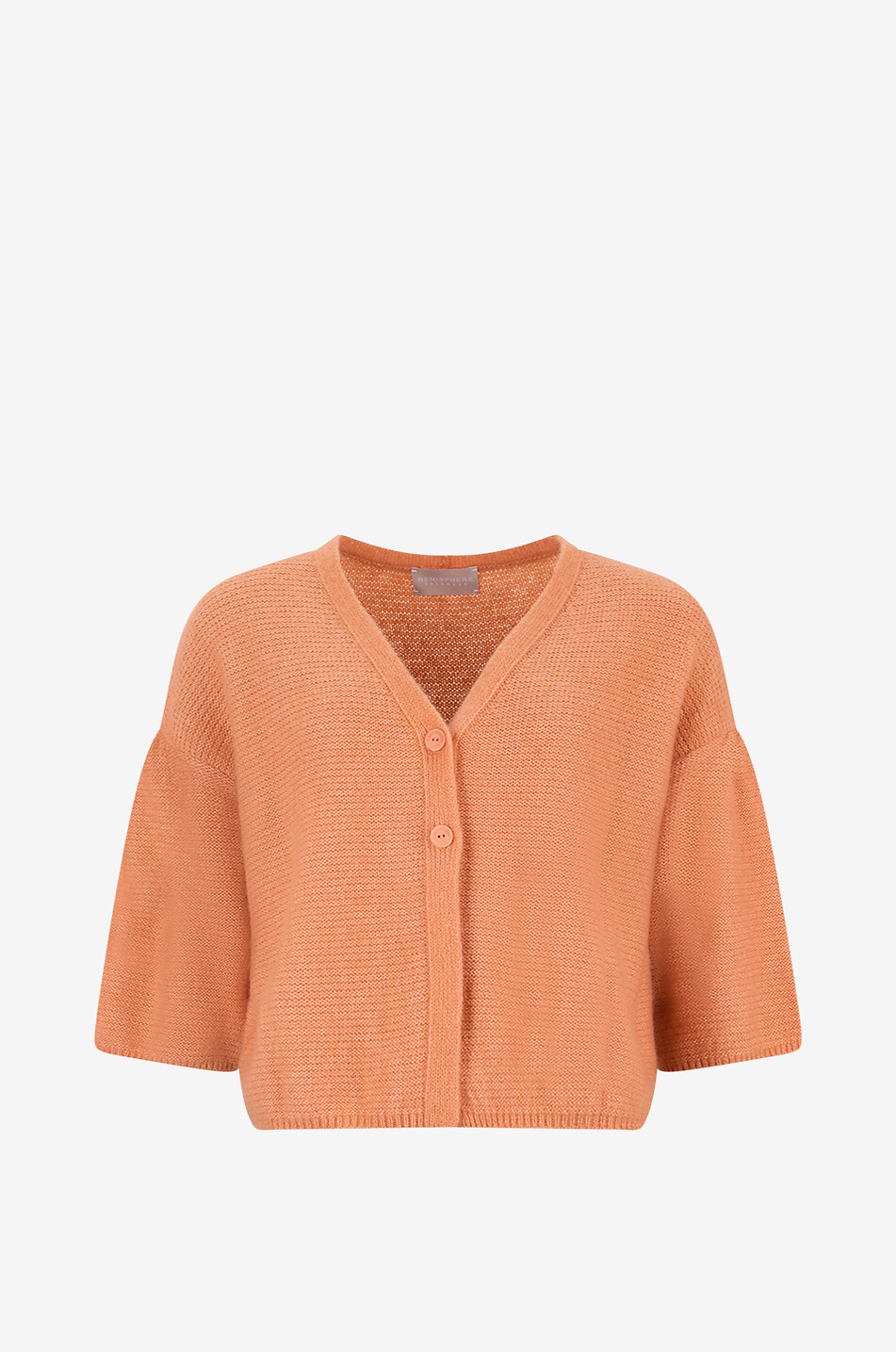 HEMISPHERE Cardigan boxy à manches courtes et col V en cachemire et coton Femme ORANGE CLAIR 1