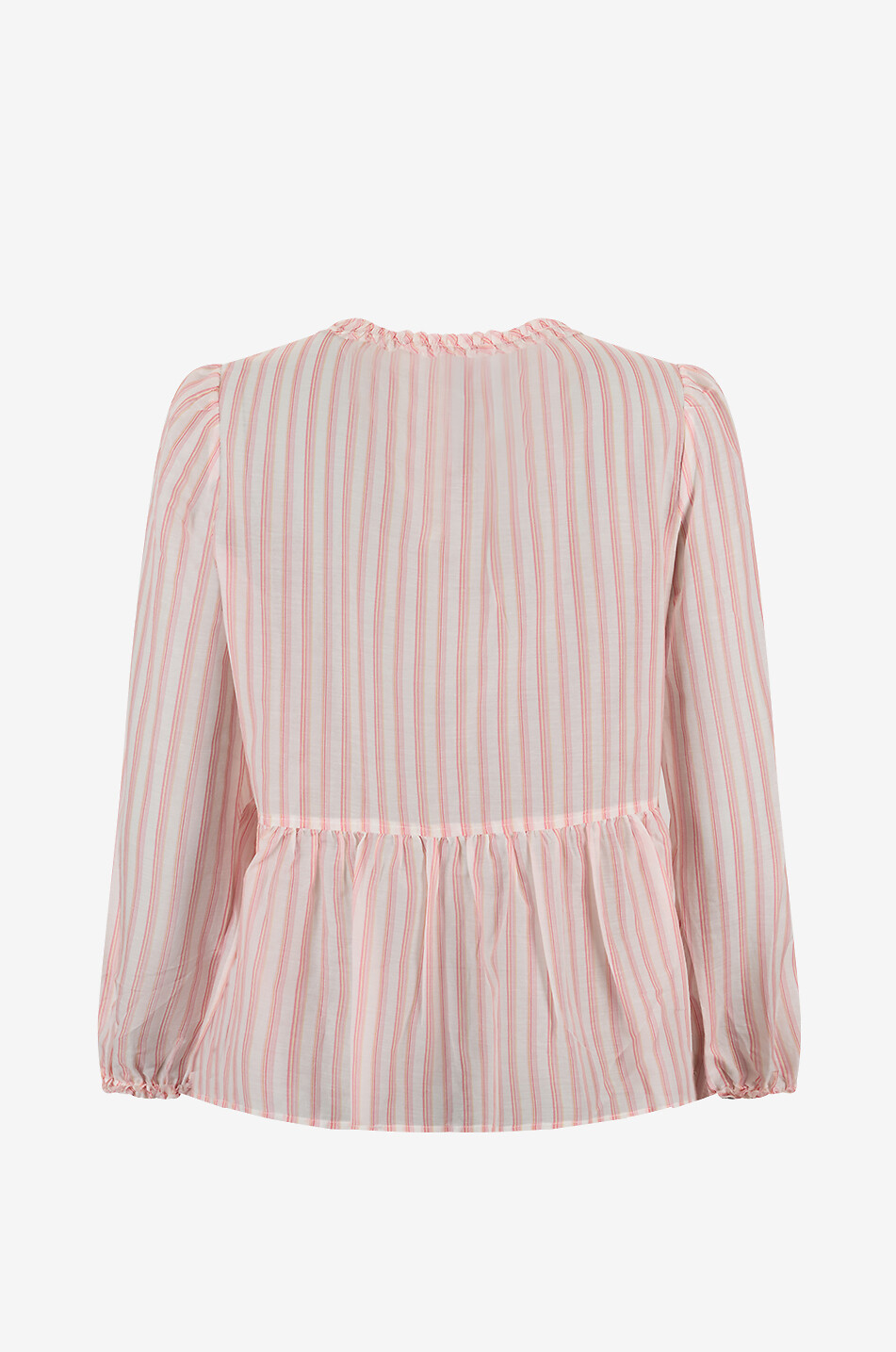 HEMISPHERE Gestreifte Bluse mit Schoss und Rüschen aus Voile Limas Damen ROSA 2