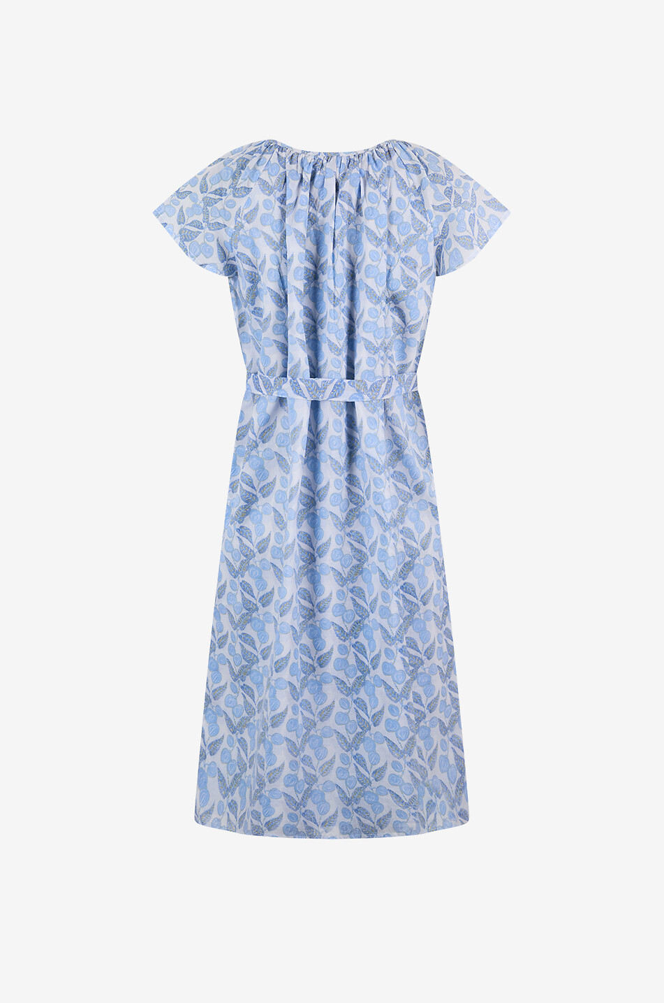HEMISPHERE Okat printed cotton short-sleeved midi dress Women LIGHT BLUE 2