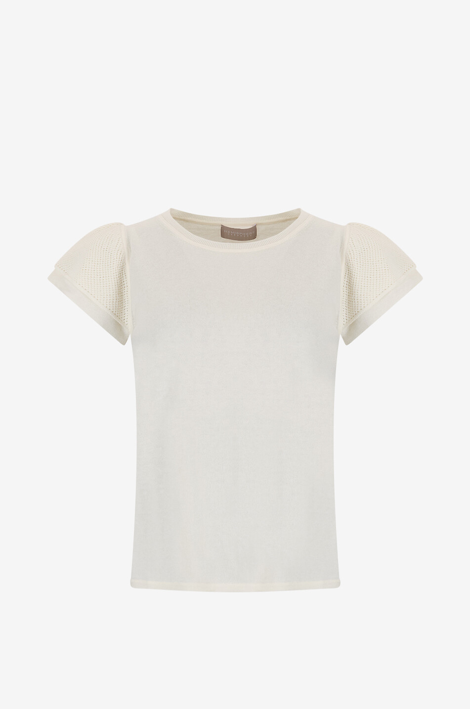 HEMISPHERE Pull à manches courtes ajourés en coton mélangé Femme BLANC 1