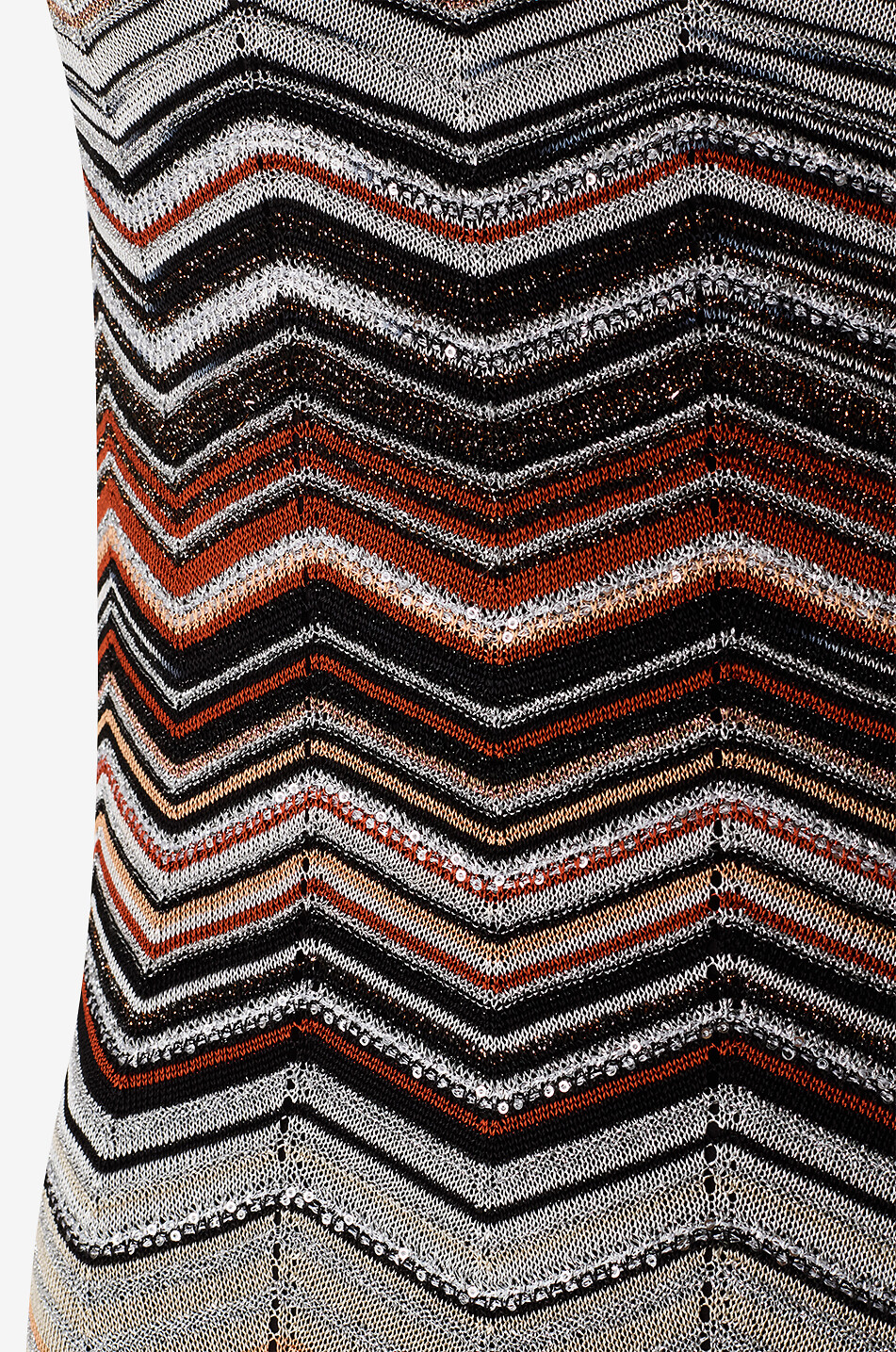 MISSONI Long one-shoulder herringbone knit dress Women RED 3