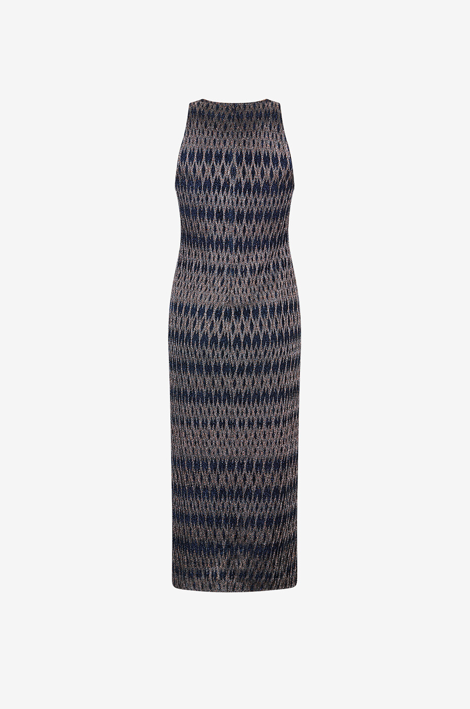 MISSONI Figurbetontes Midi-Strickkleid mit Lurexmotiven Damen BLAU 2