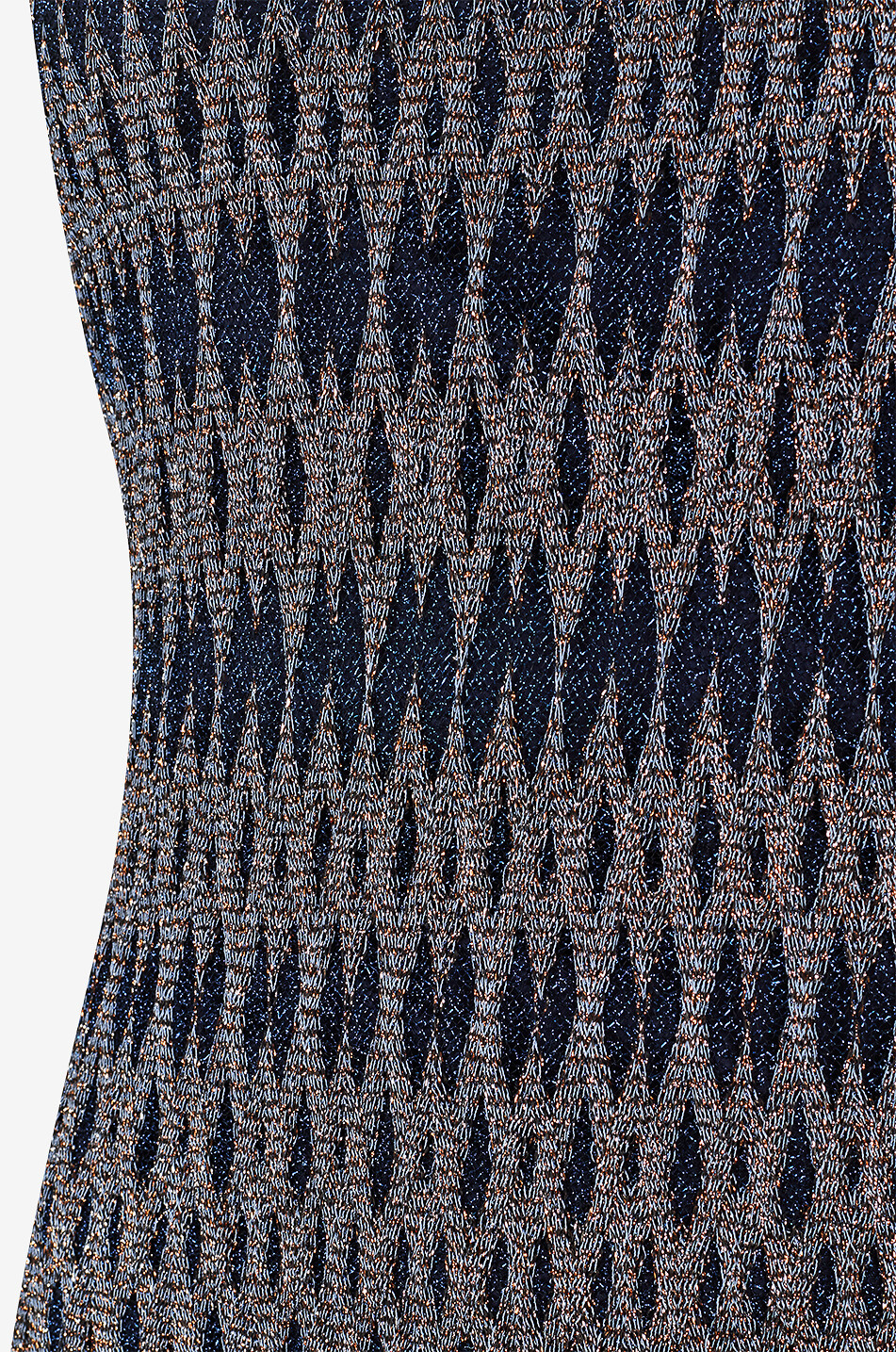 MISSONI Figurbetontes Midi-Strickkleid mit Lurexmotiven Damen BLAU 3
