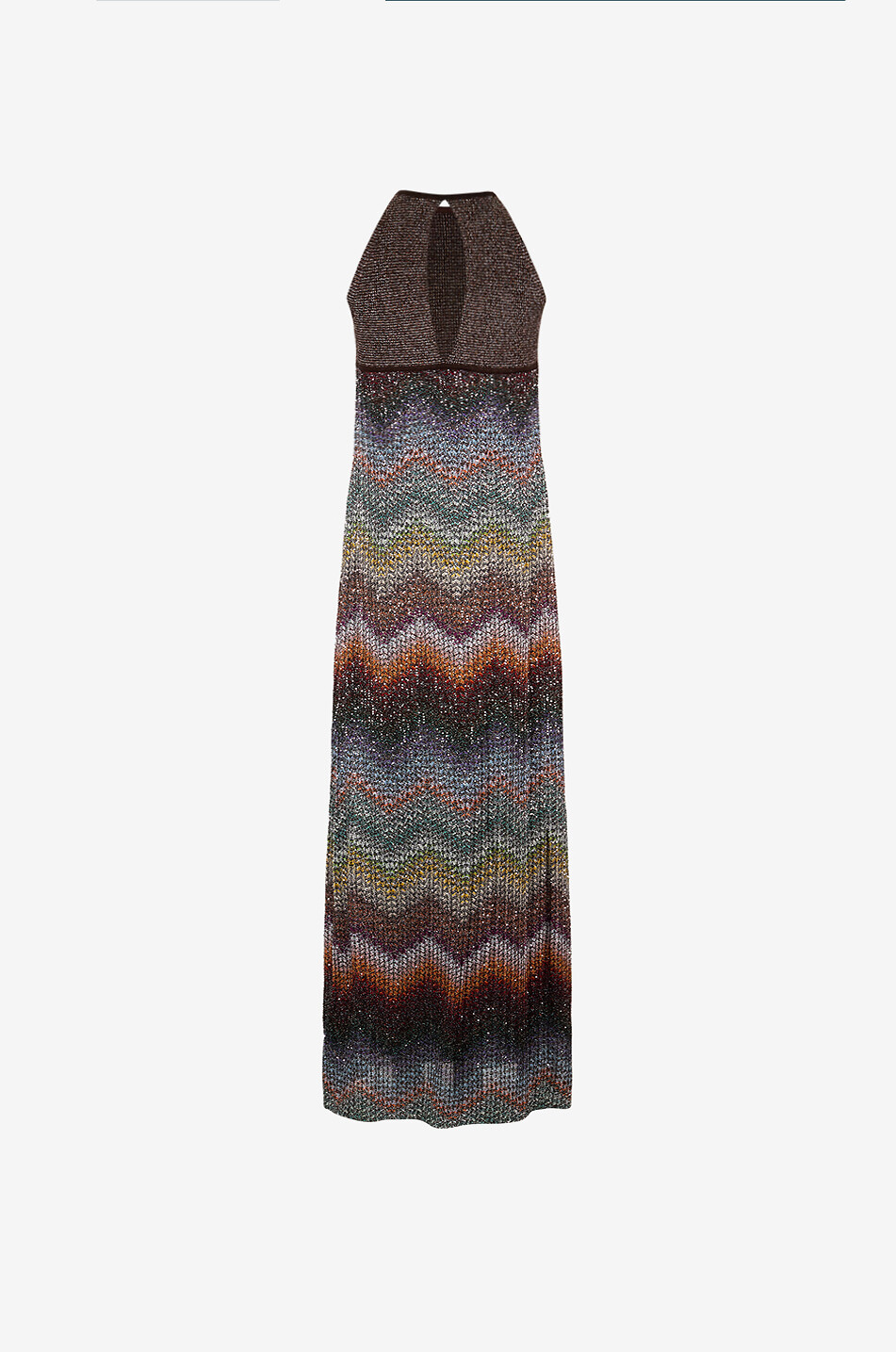 MISSONI Long sleeveless empire zigzag knit dress with sequins Women BLACK 2