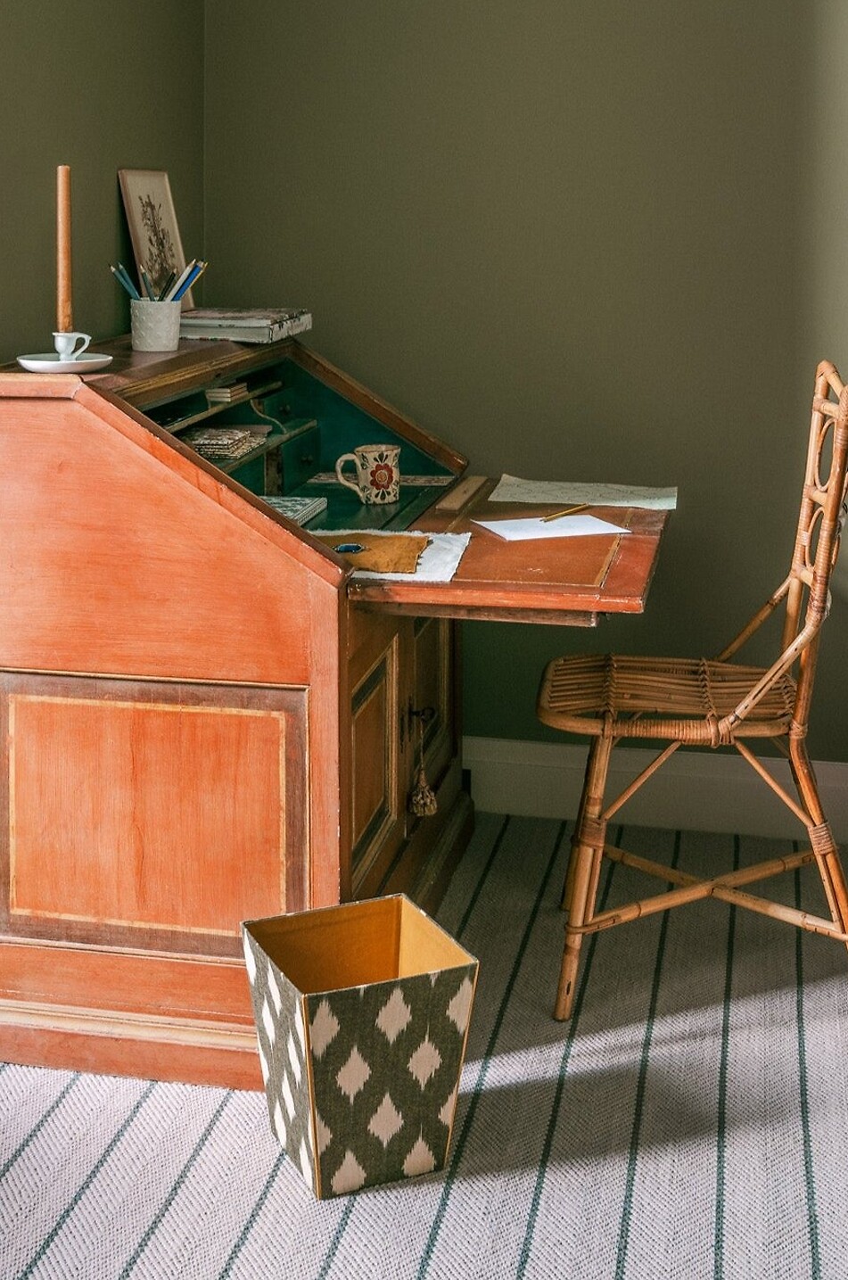 LA CASANO Körbchen aus Baumwolle mit Motiv Ikat Tea Leaves Haus BUNT 2