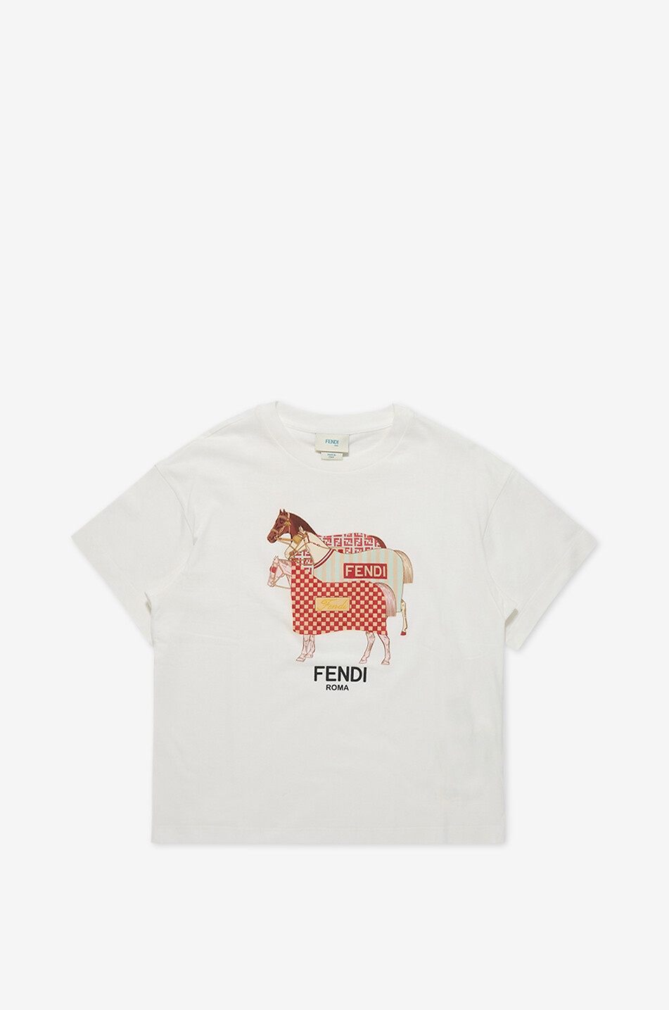 FENDI Fendi Horses printed boys' short-sleeved T-shirt Boy WHITE 1