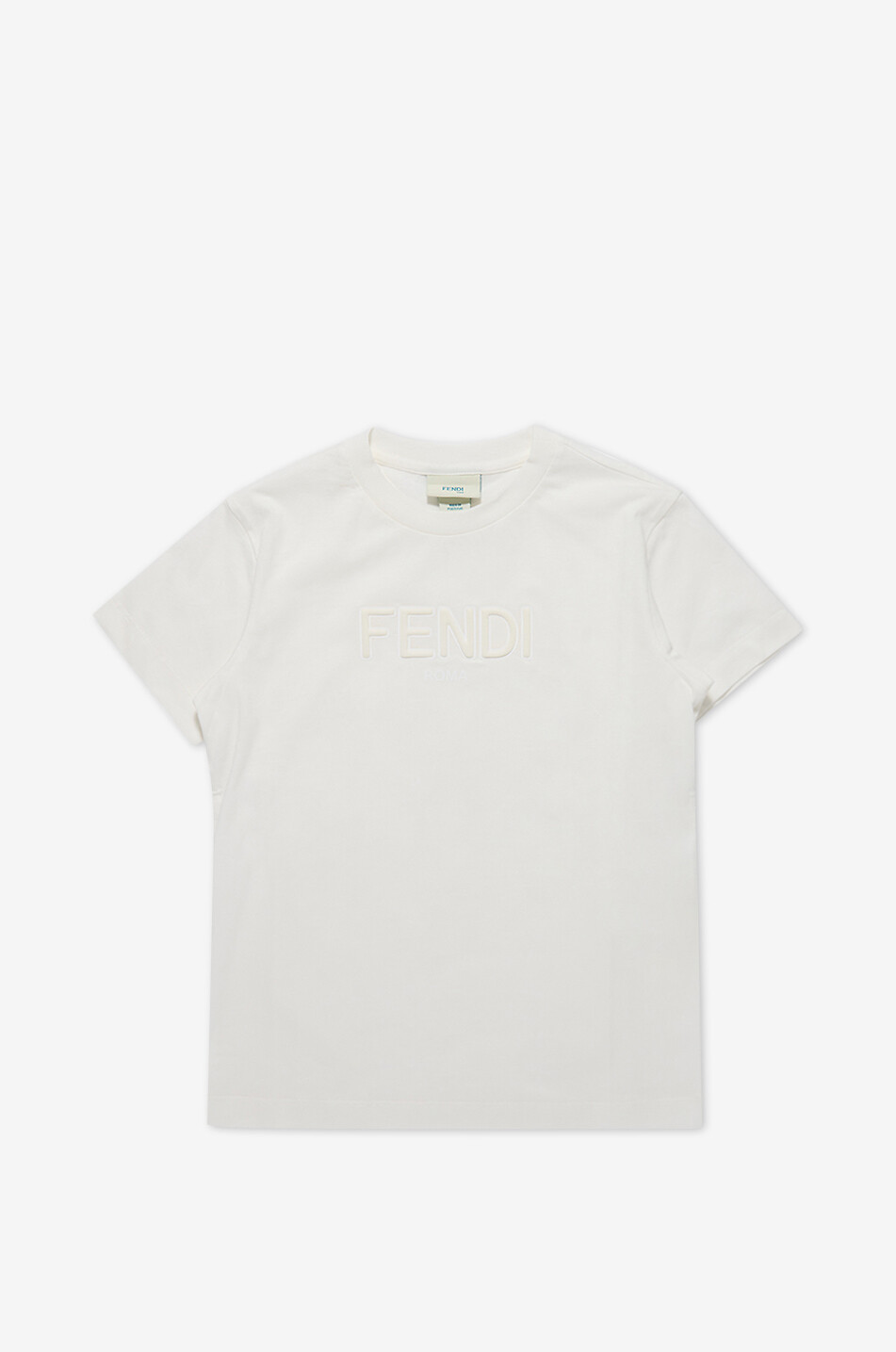 FENDI Kurzarm-Jersey-T-Shirt für Kinder mit Stickerei FENDI Unisex WEISS 1