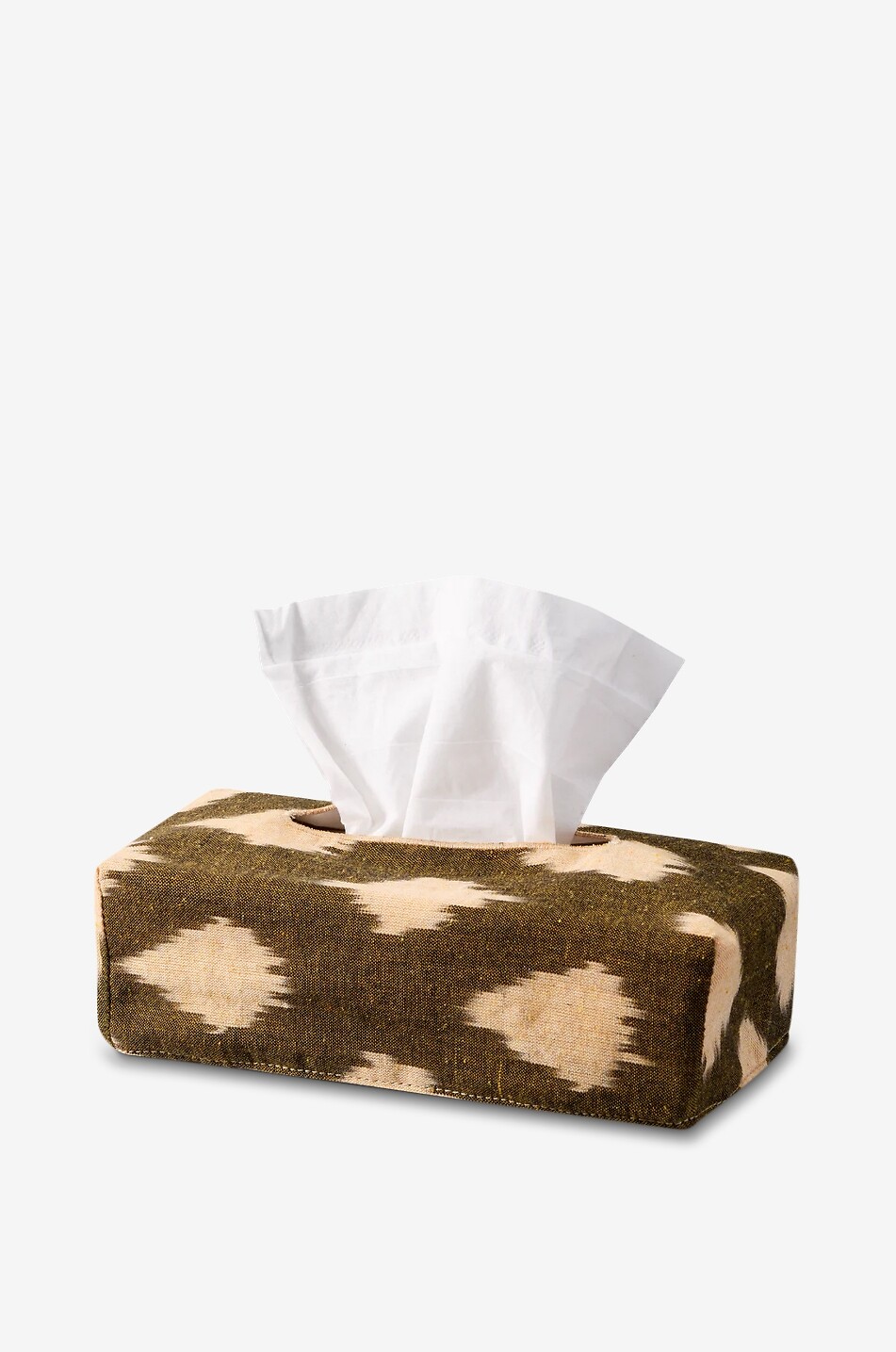 LA CASANO Voile de Tendresse Ikat Tea Leaves rectangular tissue box cover Home KHAKI 1