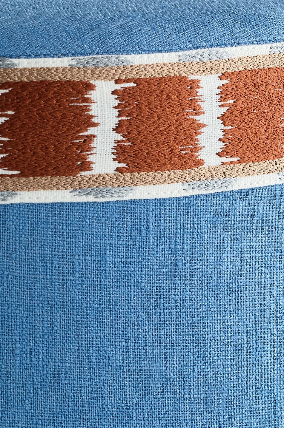 LA CASANO Pouf cylindrique en lin naturel gansé Colorado Ash Blue Maison BLEU 3