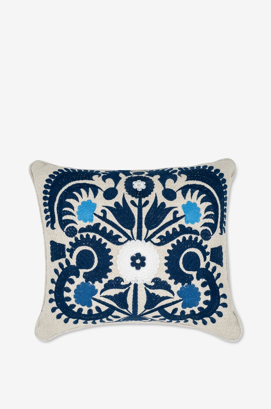 LA CASANO Coussin rectangulair brodé motif floral Suzani Fleur Orchidée Maison MULTICOLORE 1