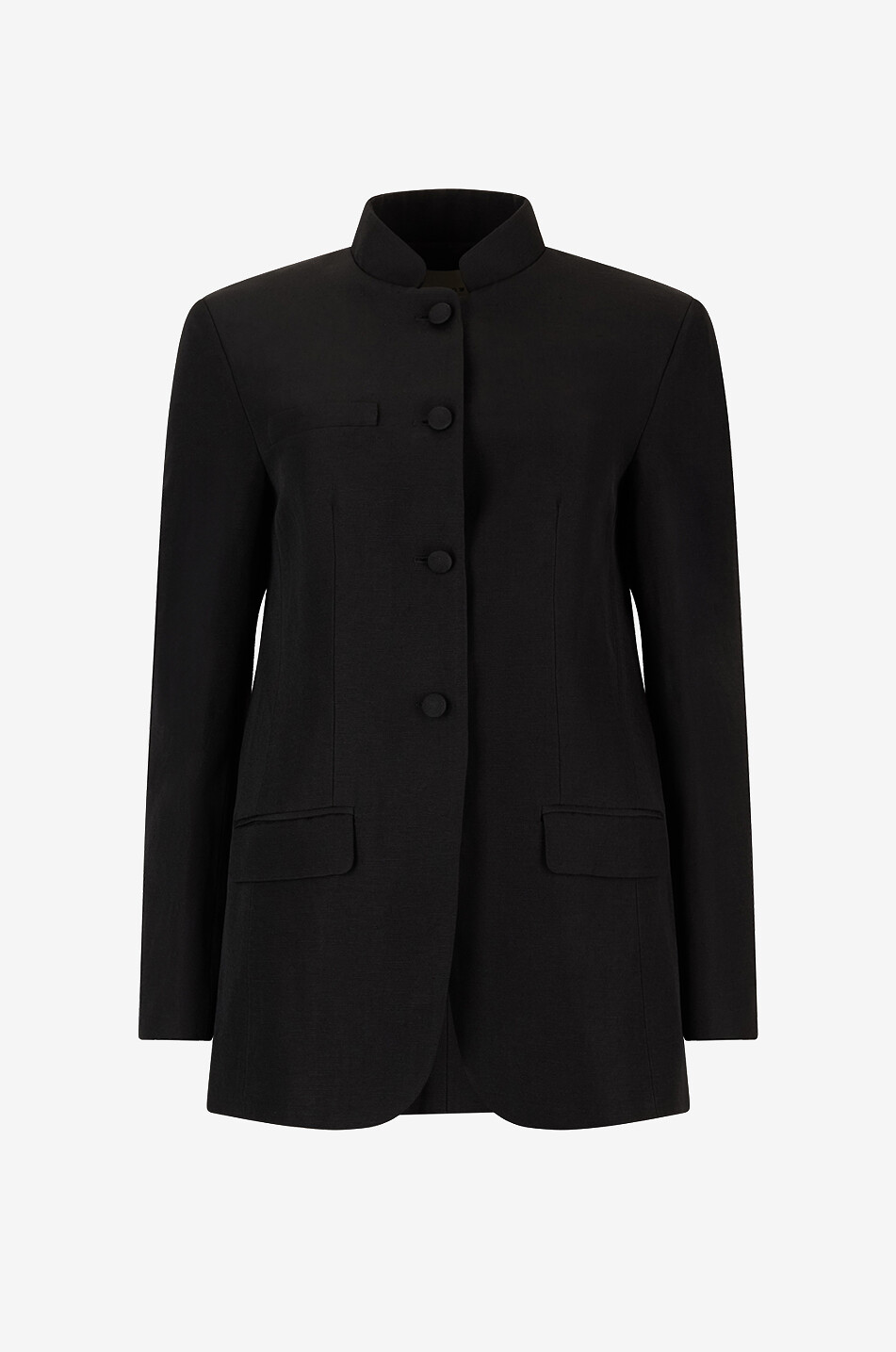 LIBEROWE Alef linen blend Mandarin collar lightweight jacket Women BLACK 1