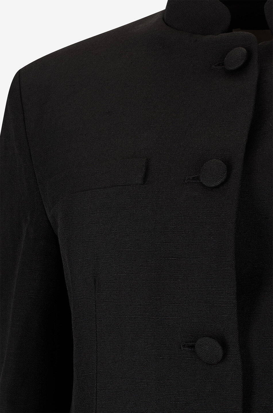 LIBEROWE Alef linen blend Mandarin collar lightweight jacket Women BLACK 3