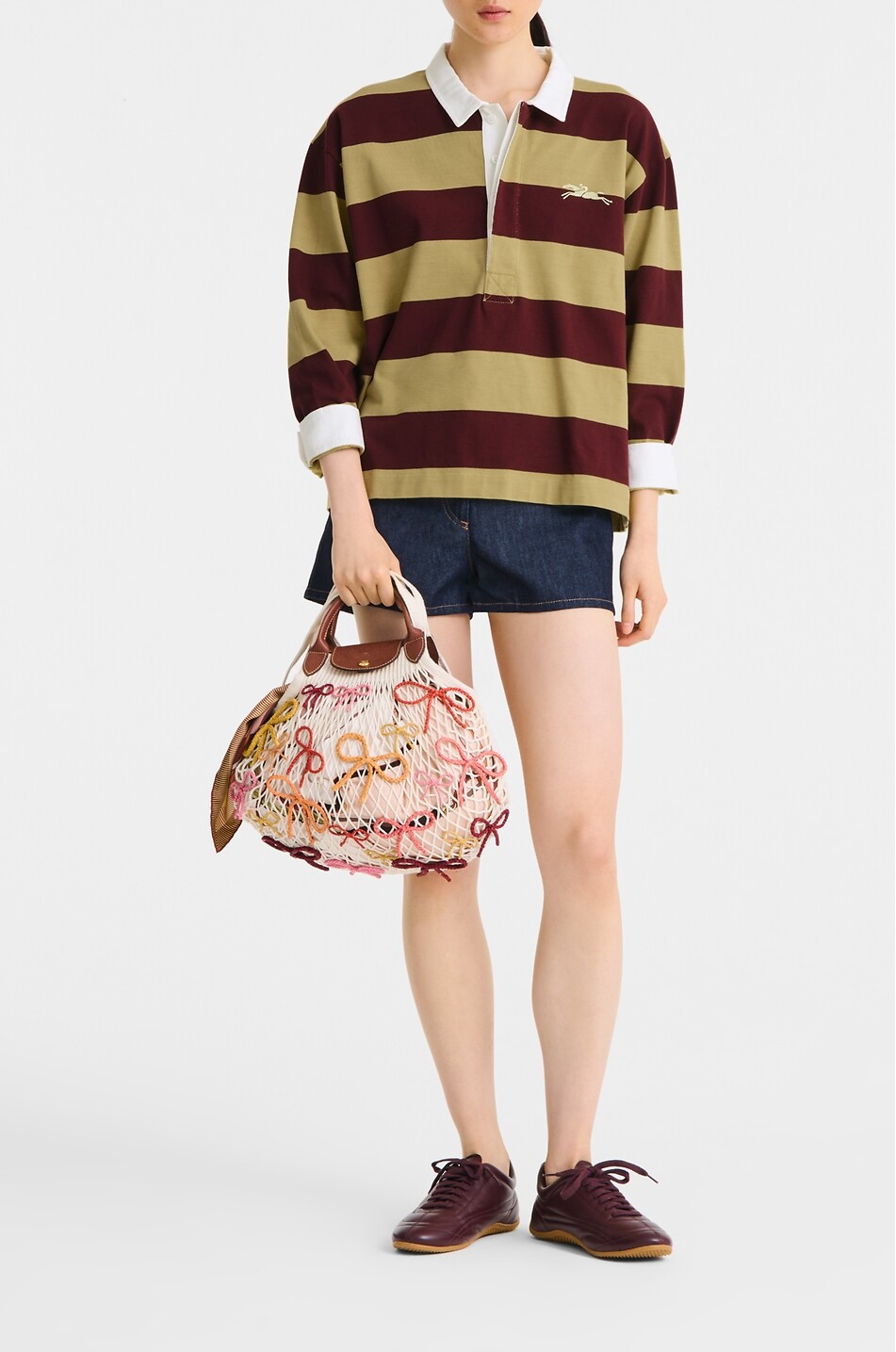 LONGCHAMP Handtasche aus Baumwolle Le Pliage Filet Raphia Damen CREMEFARBEN 4