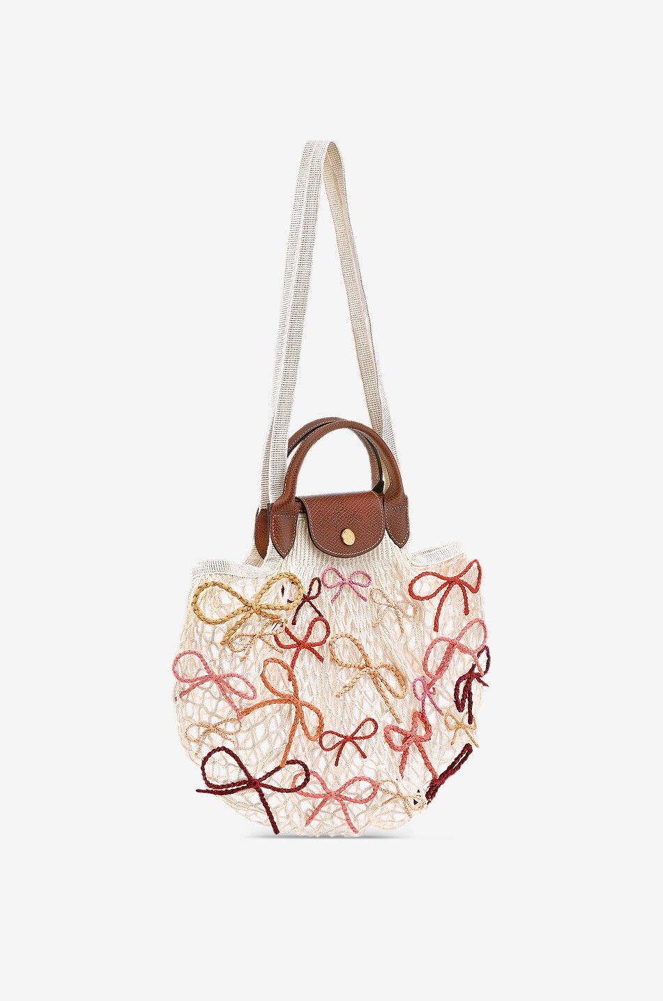 LONGCHAMP Handtasche aus Baumwolle Le Pliage Filet Raphia Damen CREMEFARBEN 5