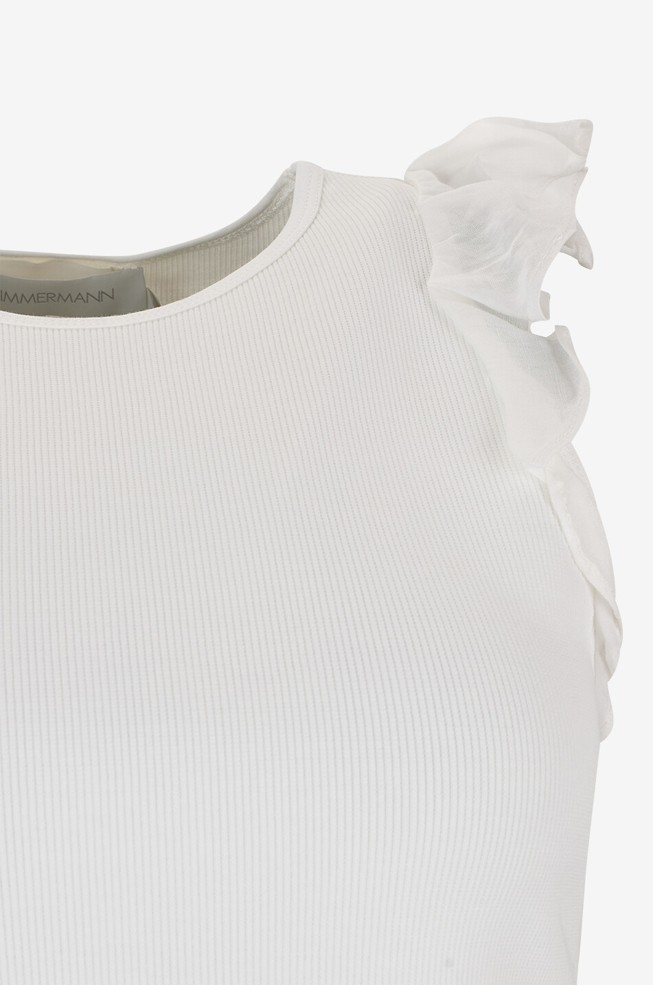ZIMMERMANN Débardeur à volants en jersey de coton Awaken Frill Femme BLANC CASSE 3