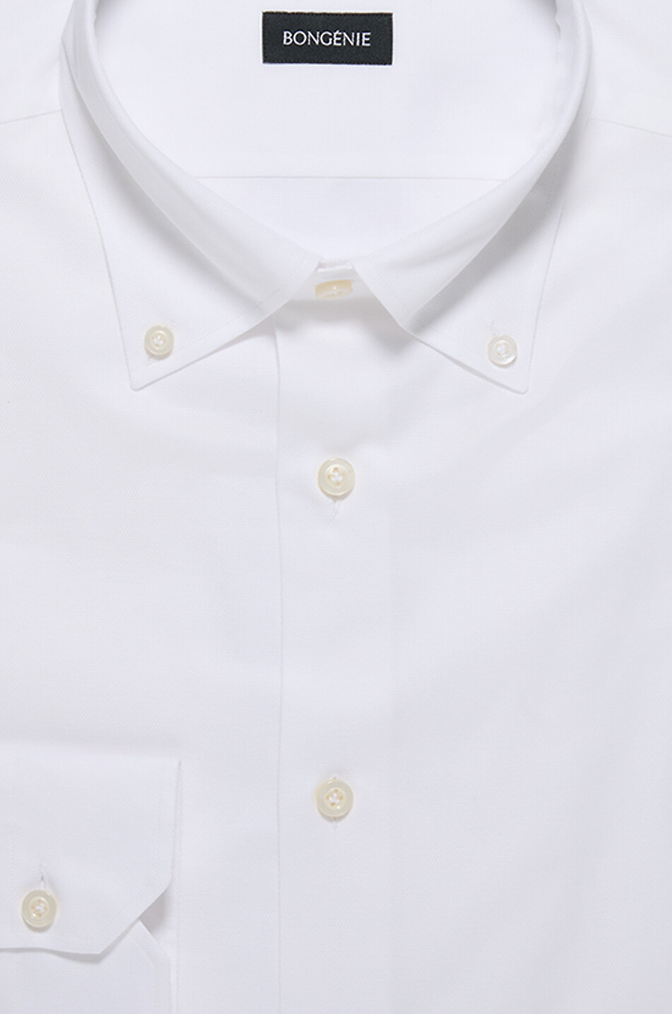 BONGENIE Oxford-Hemd mit langen Ärmeln und geknöpftem Kragen Herren WEISS 2