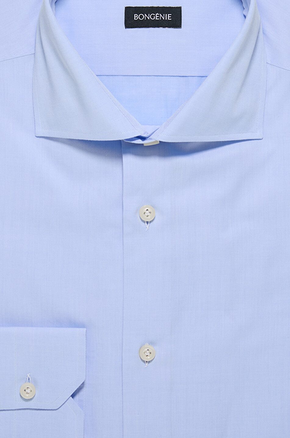 BONGENIE Monochrome poplin long-sleeve shirt with Italian collar Men LIGHT BLUE 2