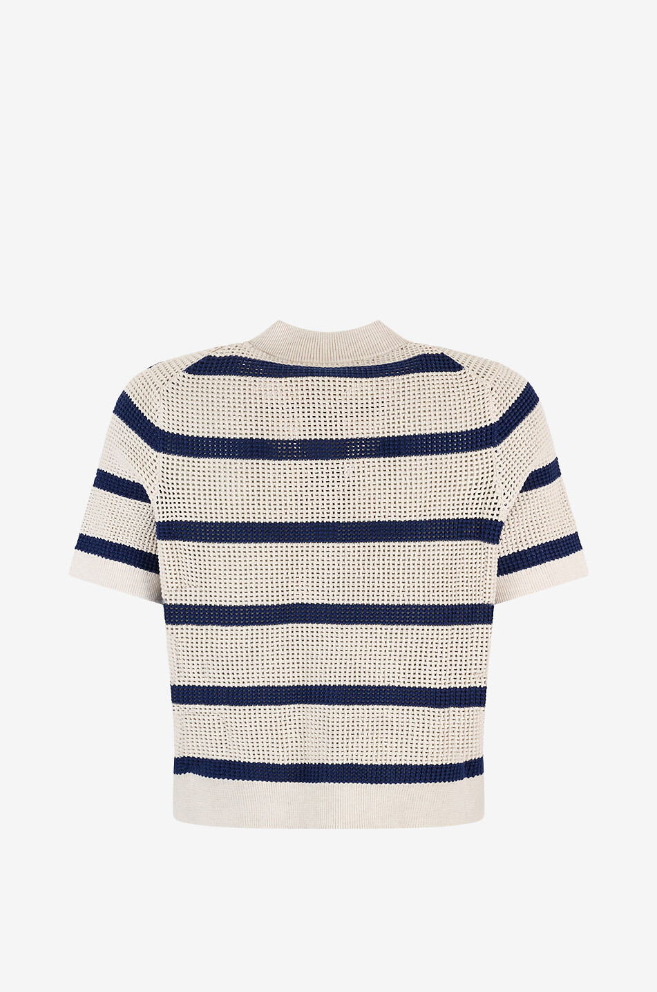 BRUNELLO CUCINELLI Cardigan rayé à manches courtes en maille filet de coton Femme MULTICOLORE 2