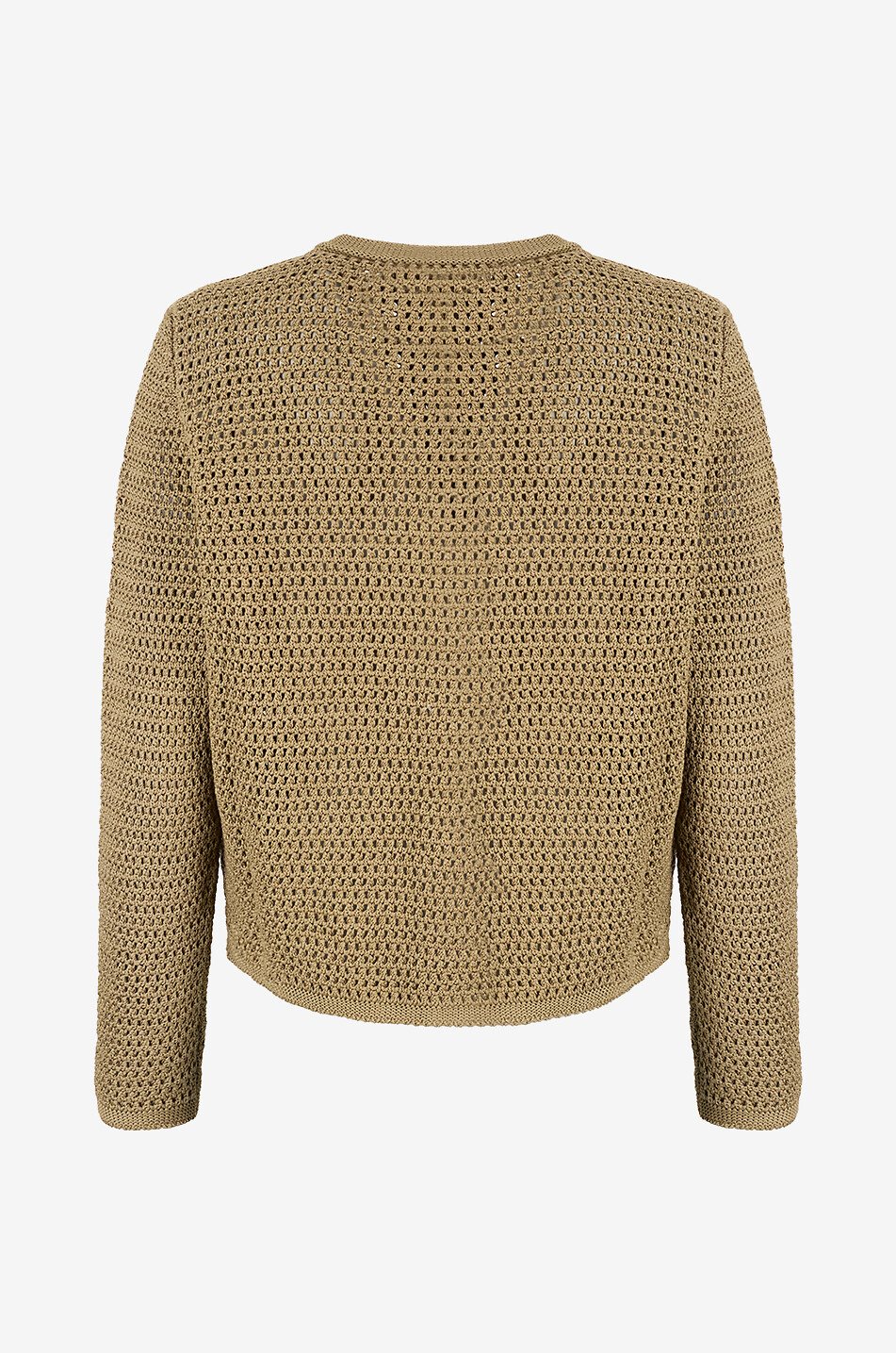 FABIANA FILIPPI Cropped net knit cotton button-down cardigan Women KHAKI 2