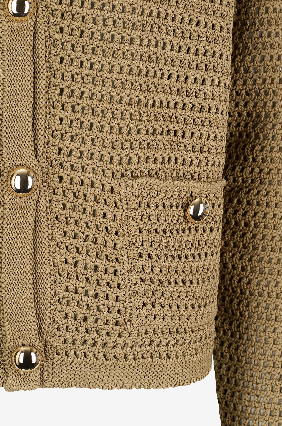 FABIANA FILIPPI Cropped net knit cotton button-down cardigan Women KHAKI 3