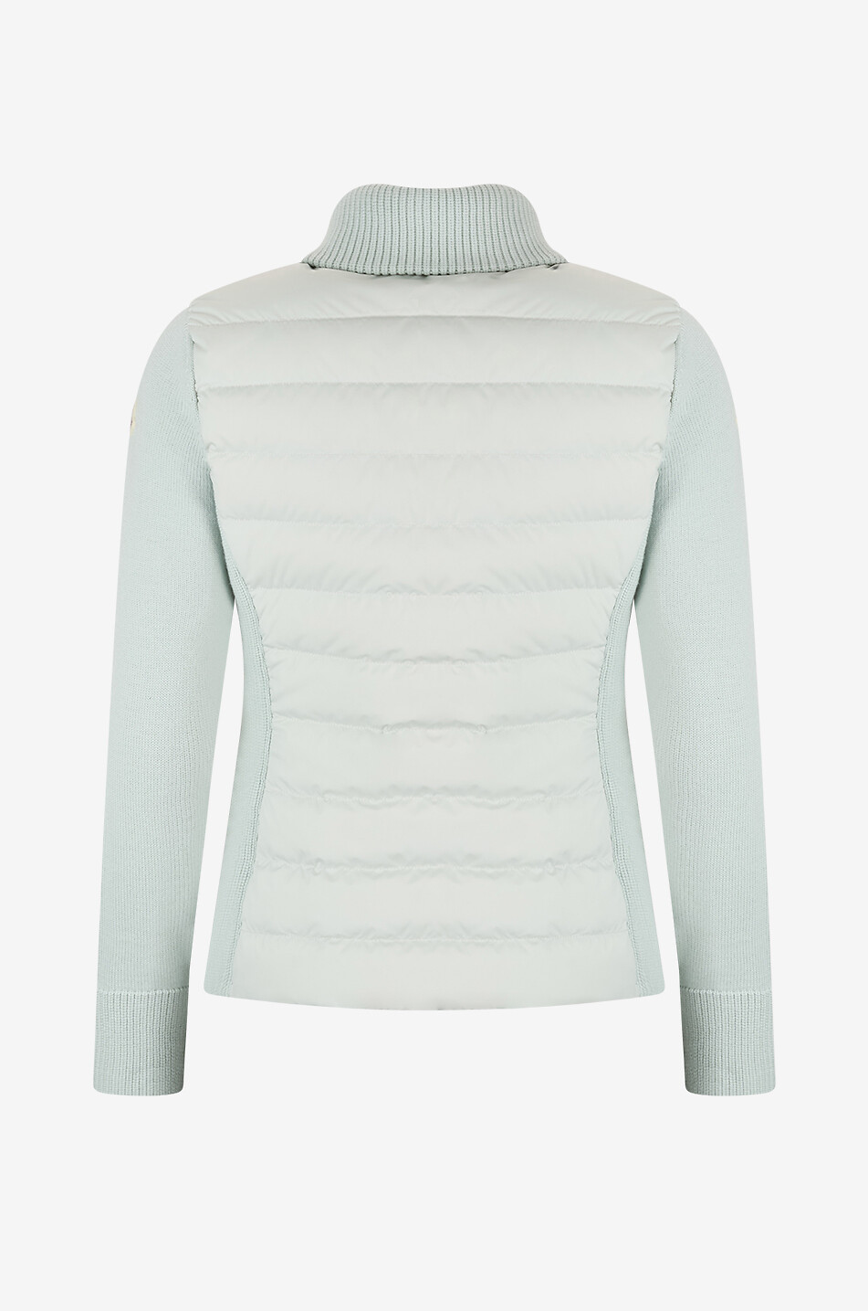 MONCLER Cardigan ajusté zippé en maille et duvet Femme VERT CLAIR 2