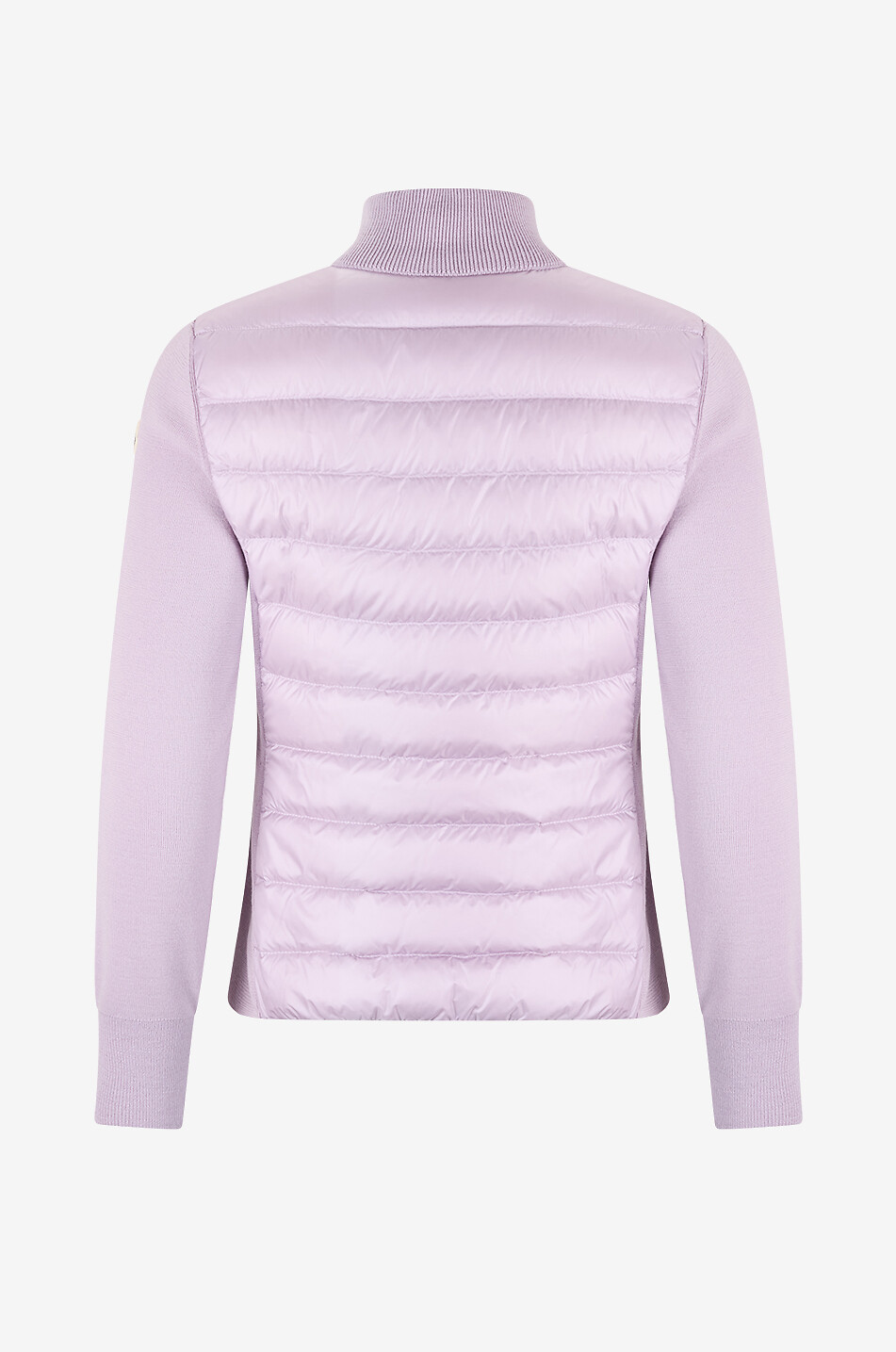 MONCLER Fitted wool cardigan with down jacket yokes Women LIGHT PURPLE 2