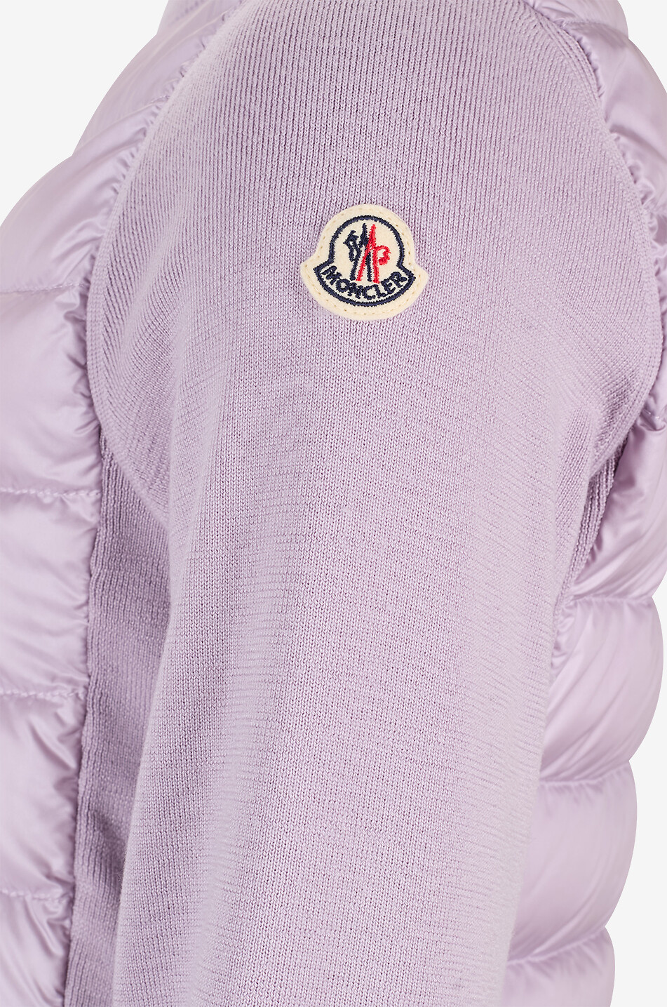 MONCLER Fitted wool cardigan with down jacket yokes Women LIGHT PURPLE 3