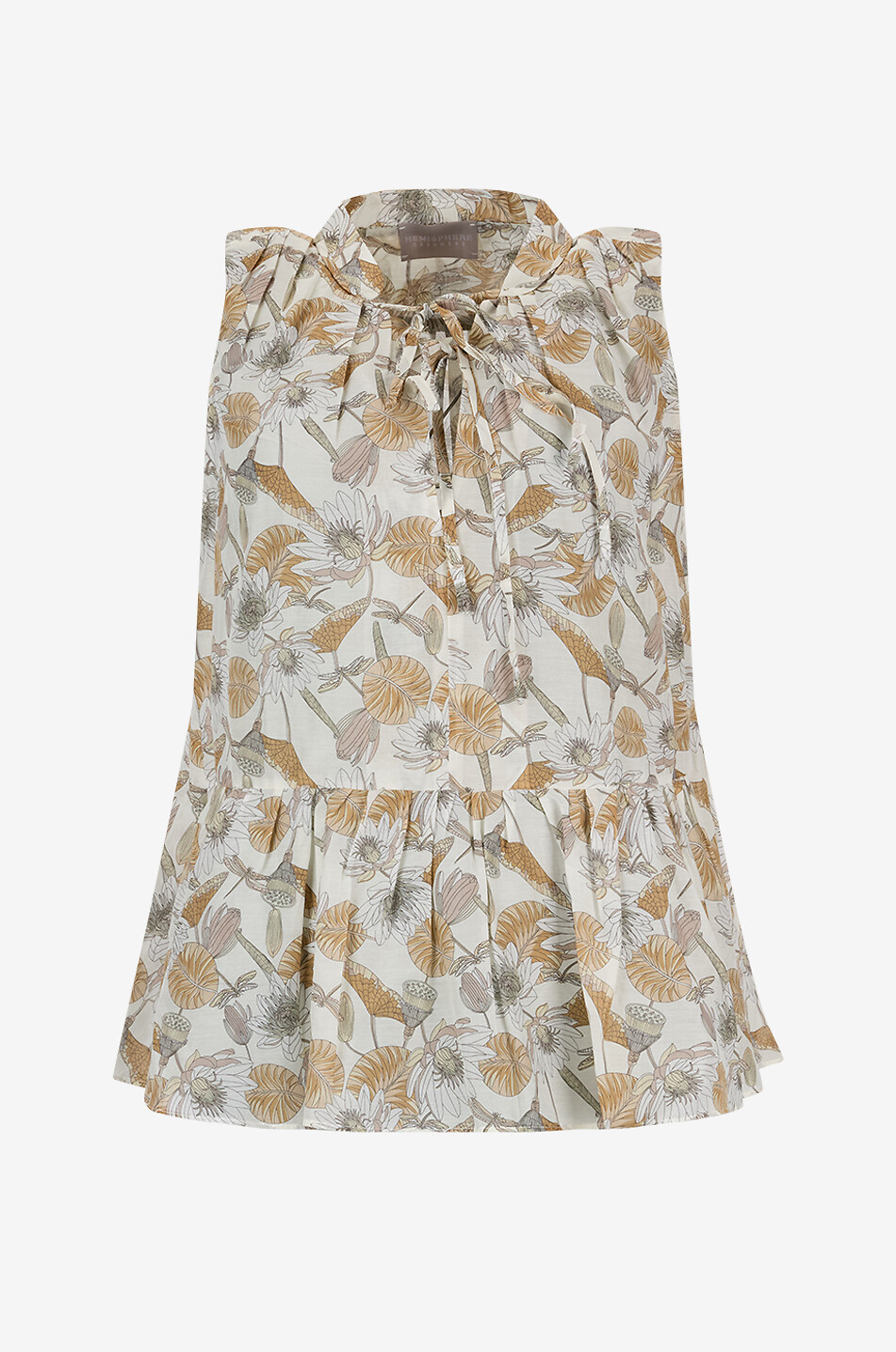 Top sans manches en coton et soie fleuri Luzi