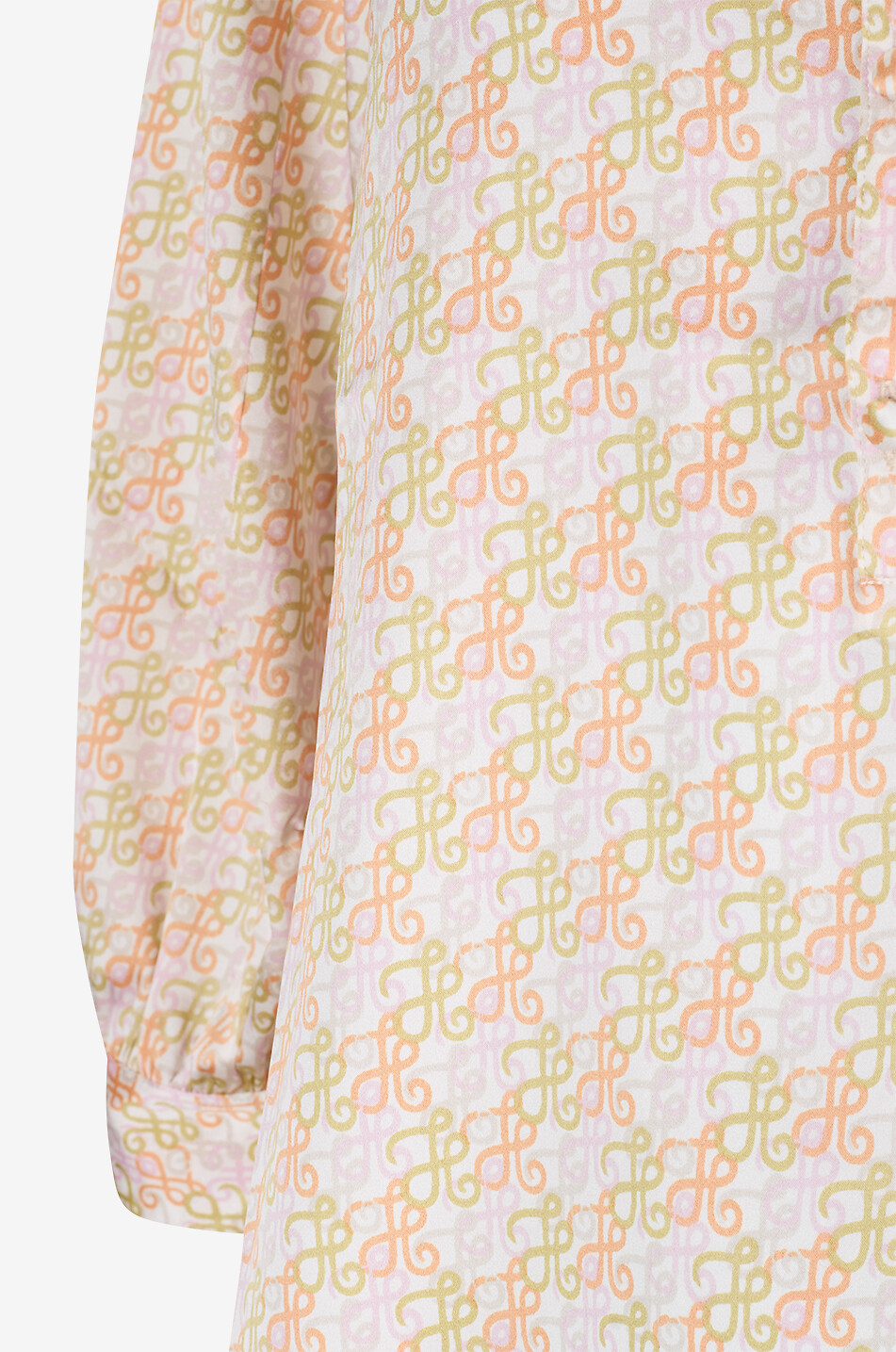 HEMISPHERE Seidensatin-Kurzarm-Bluse mit Monogramm-Print Fodes Damen BUNT 3