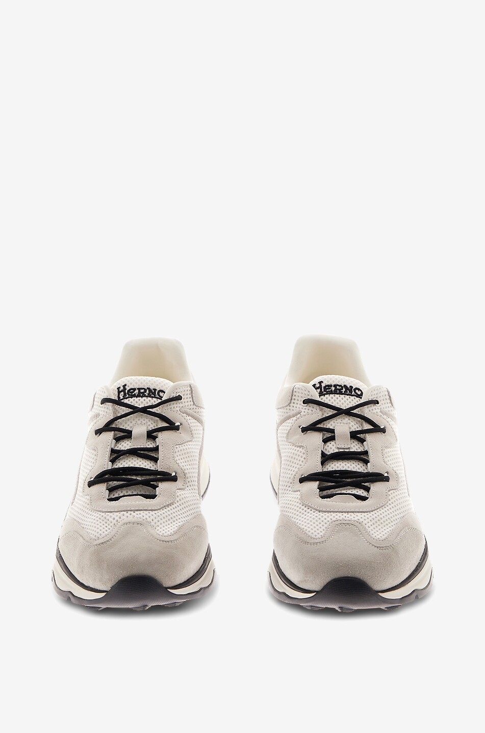 HERNO Low-top suede and mesh trainers Men WHITE 2