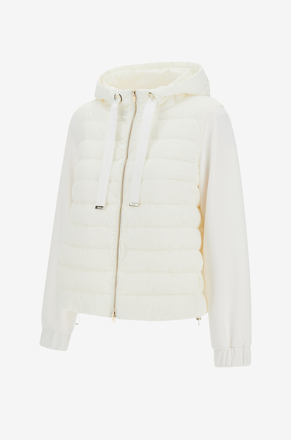 HERNO Hooded bi-material nylon and jersey down jacket Women WHITE 3