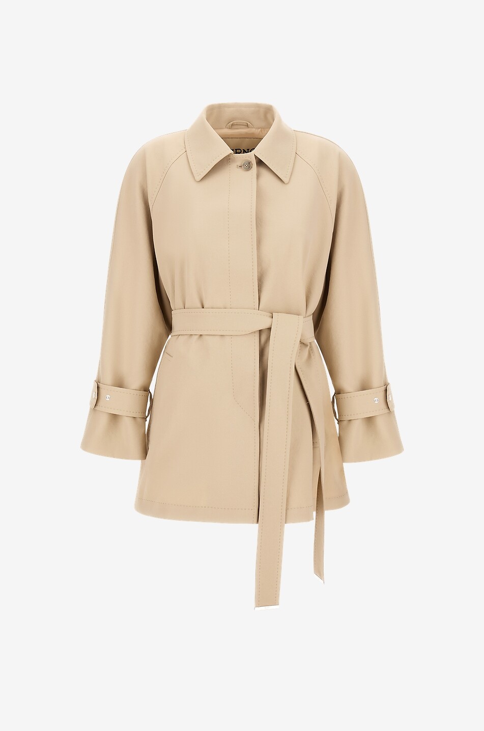 HERNO Fresh Crinkle Woven belted raincoat Women Light beige 1
