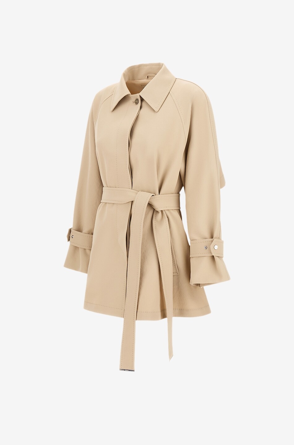HERNO Fresh Crinkle Woven belted raincoat Women Light beige 3