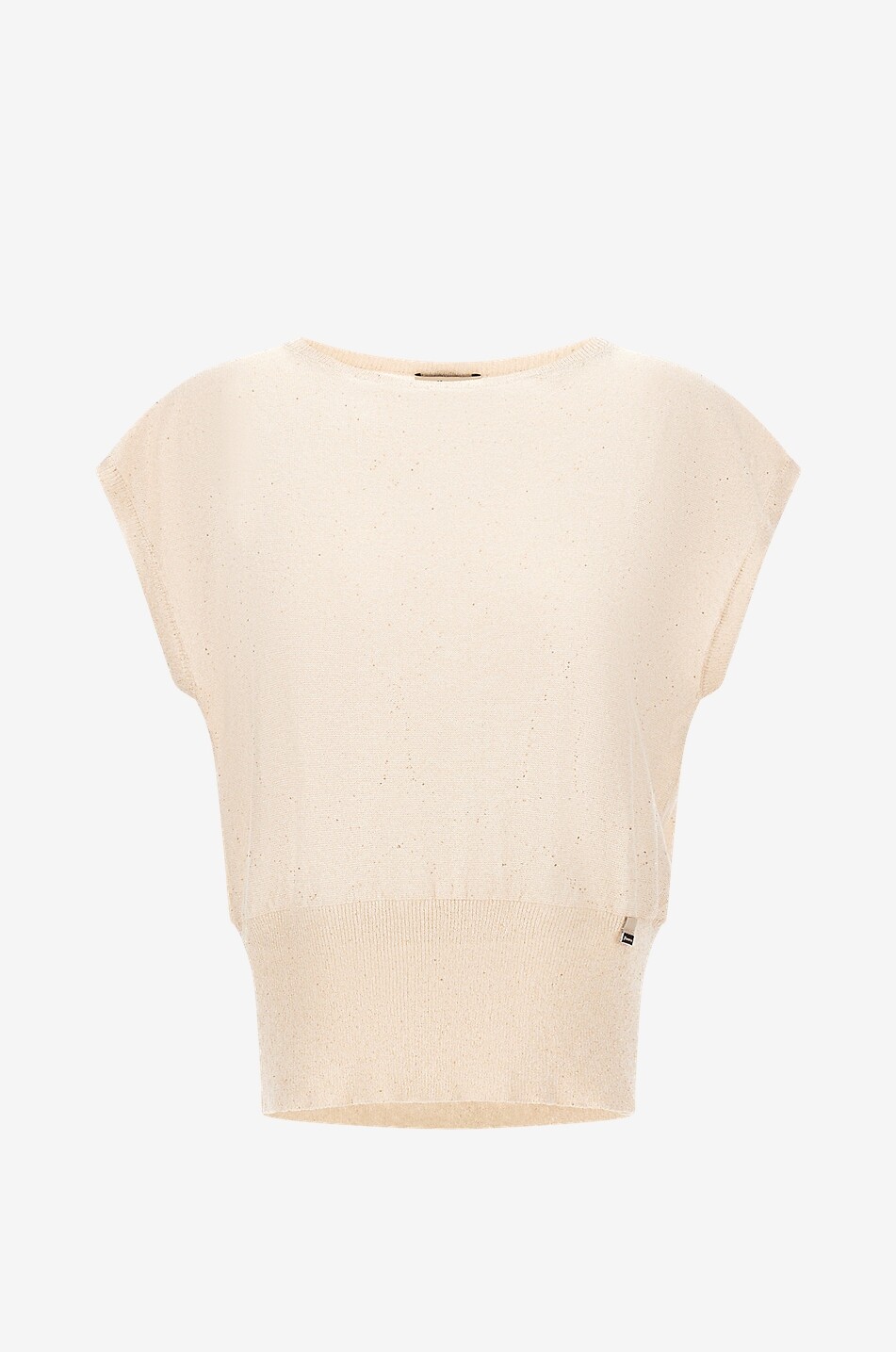 HERNO Top à col bateau à manches chauve-souris pailleté Femme Beige clair 1